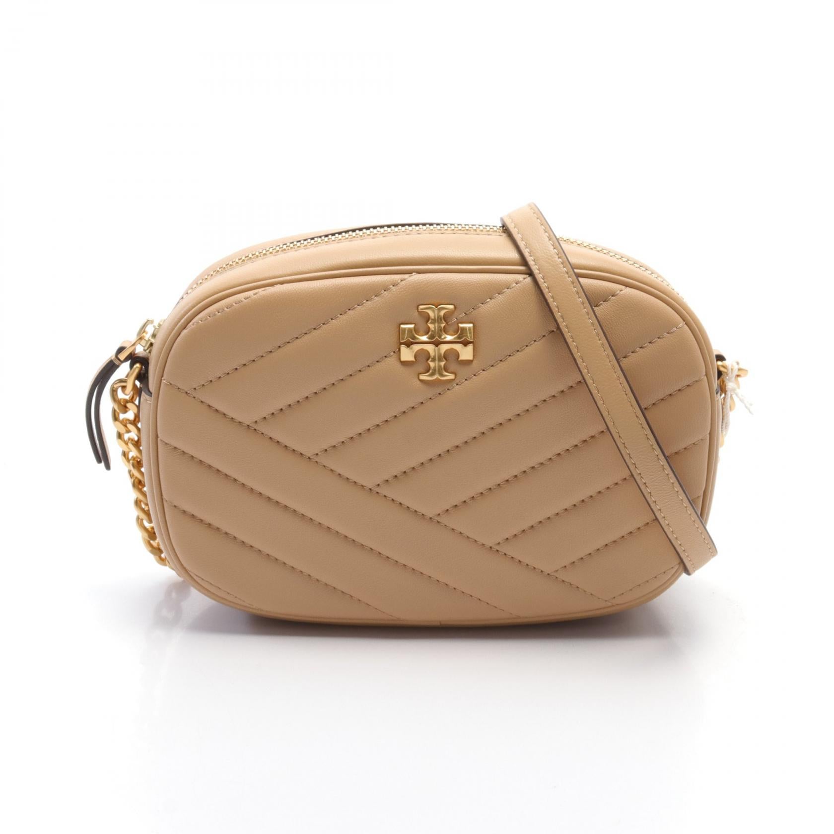 Tory Burch Kira Leather Shoulder Bag Beige