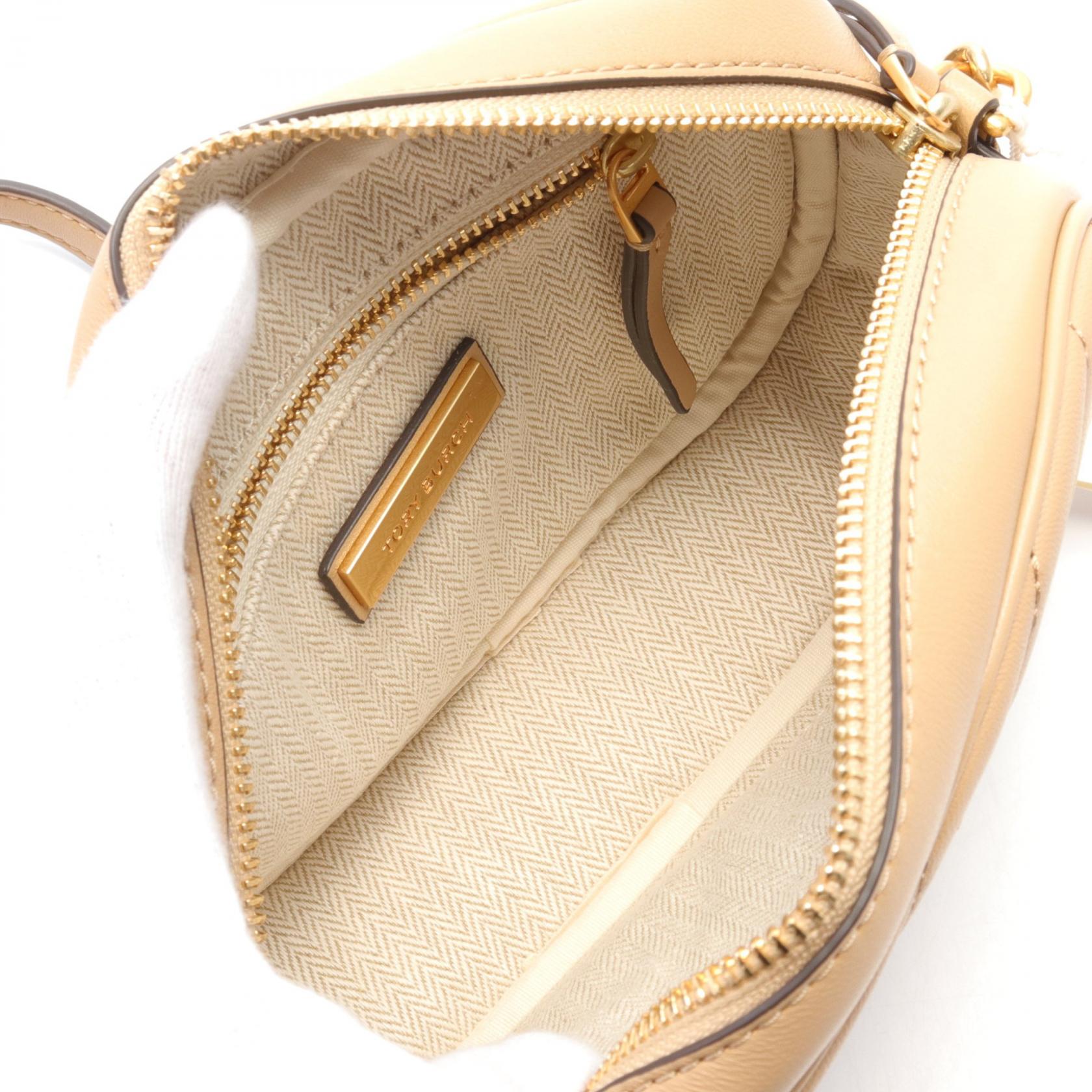 Tory Burch Kira Leather Shoulder Bag Beige