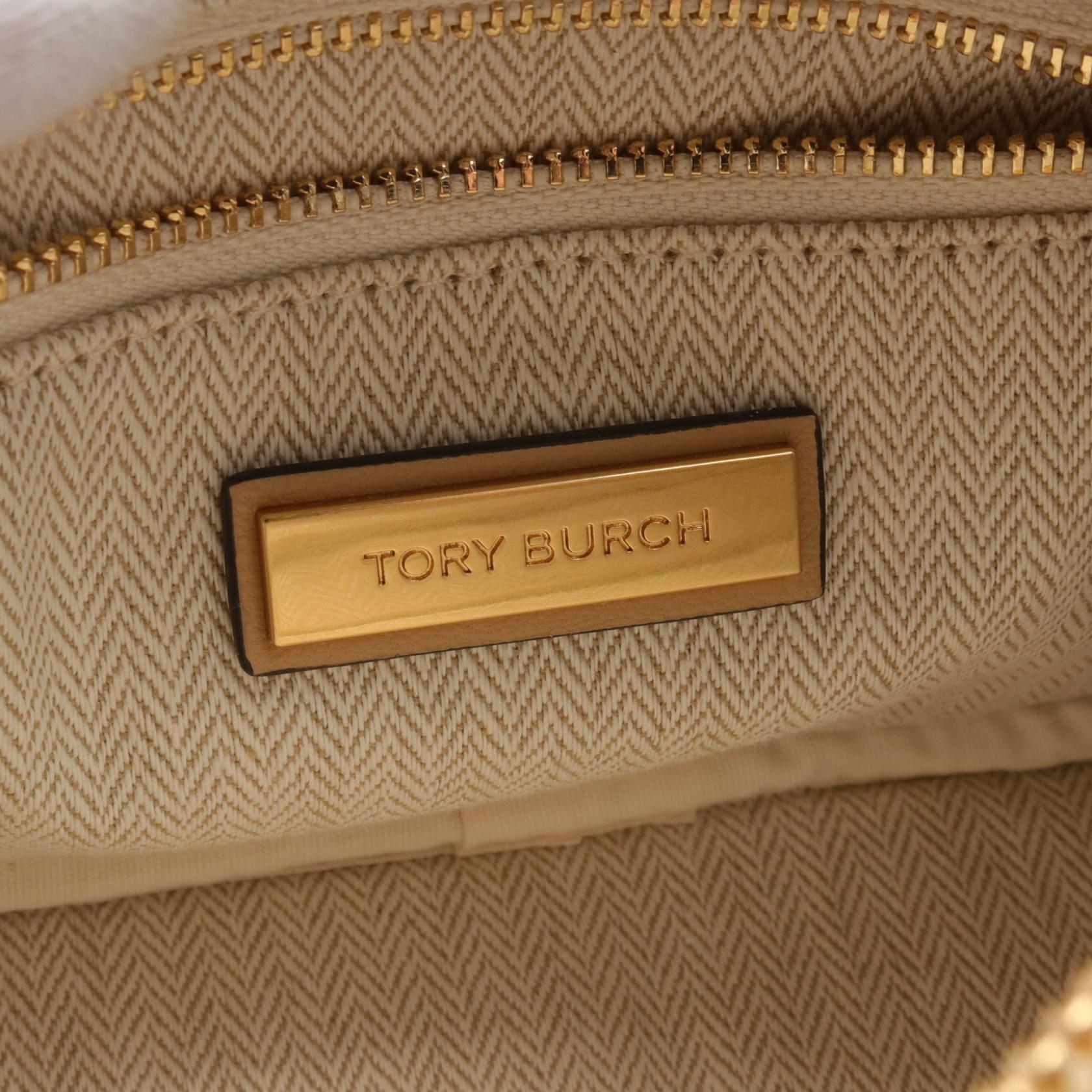 Tory Burch Kira Leather Shoulder Bag Beige