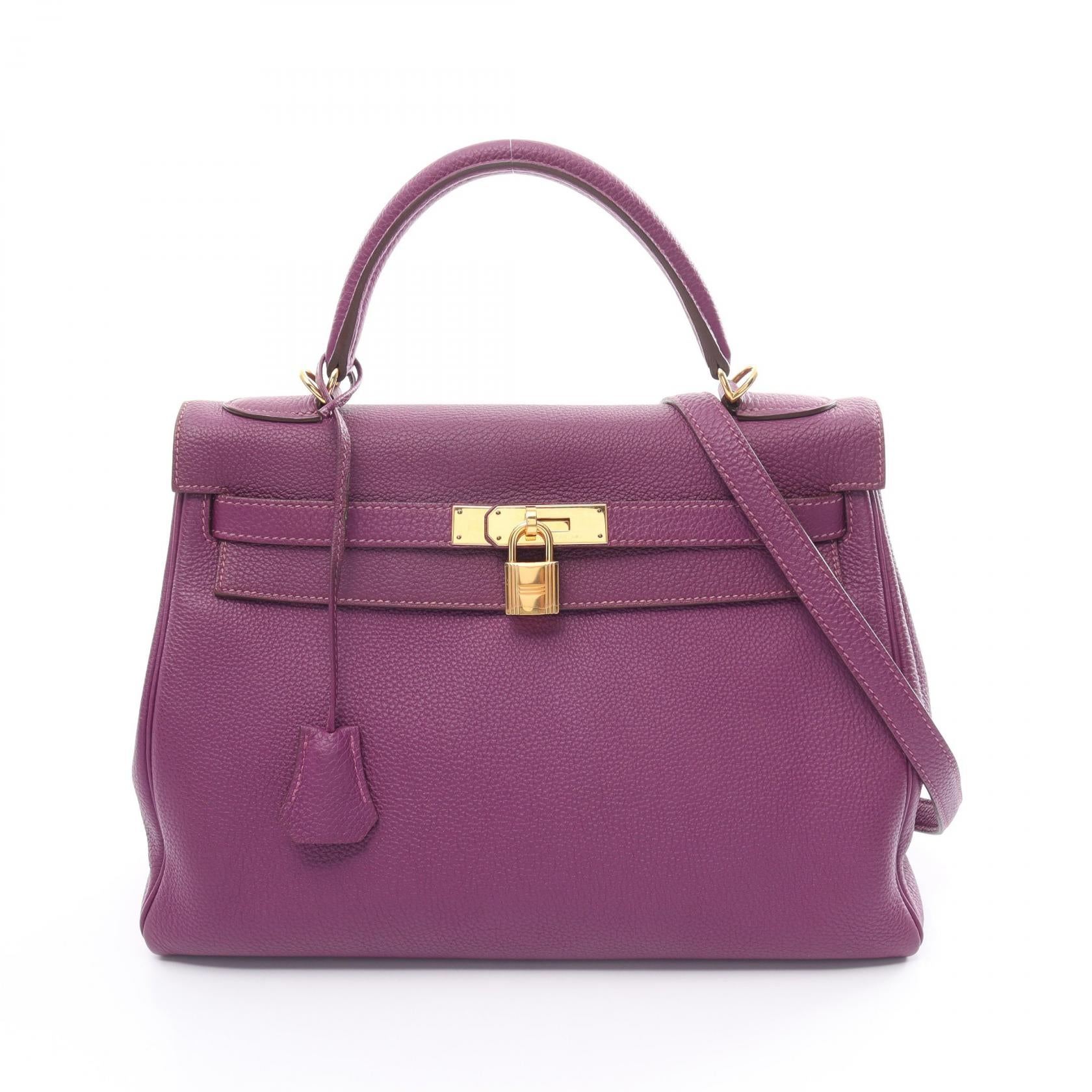 Hermes Kelly 32 Anemone Handbag Purple