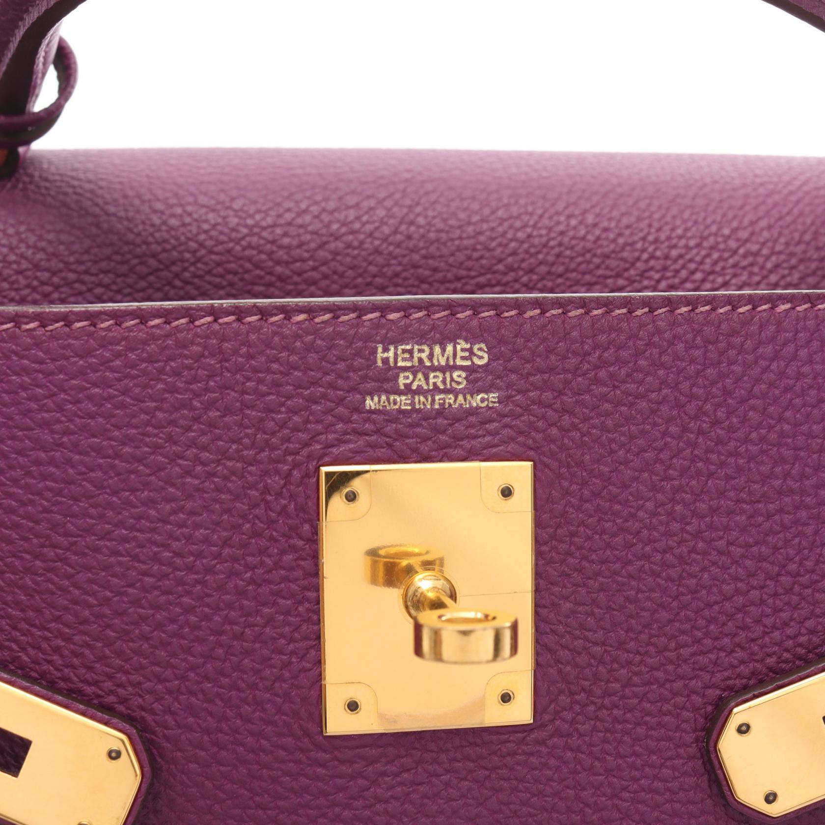 Hermes Kelly 32 Anemone Handbag Purple