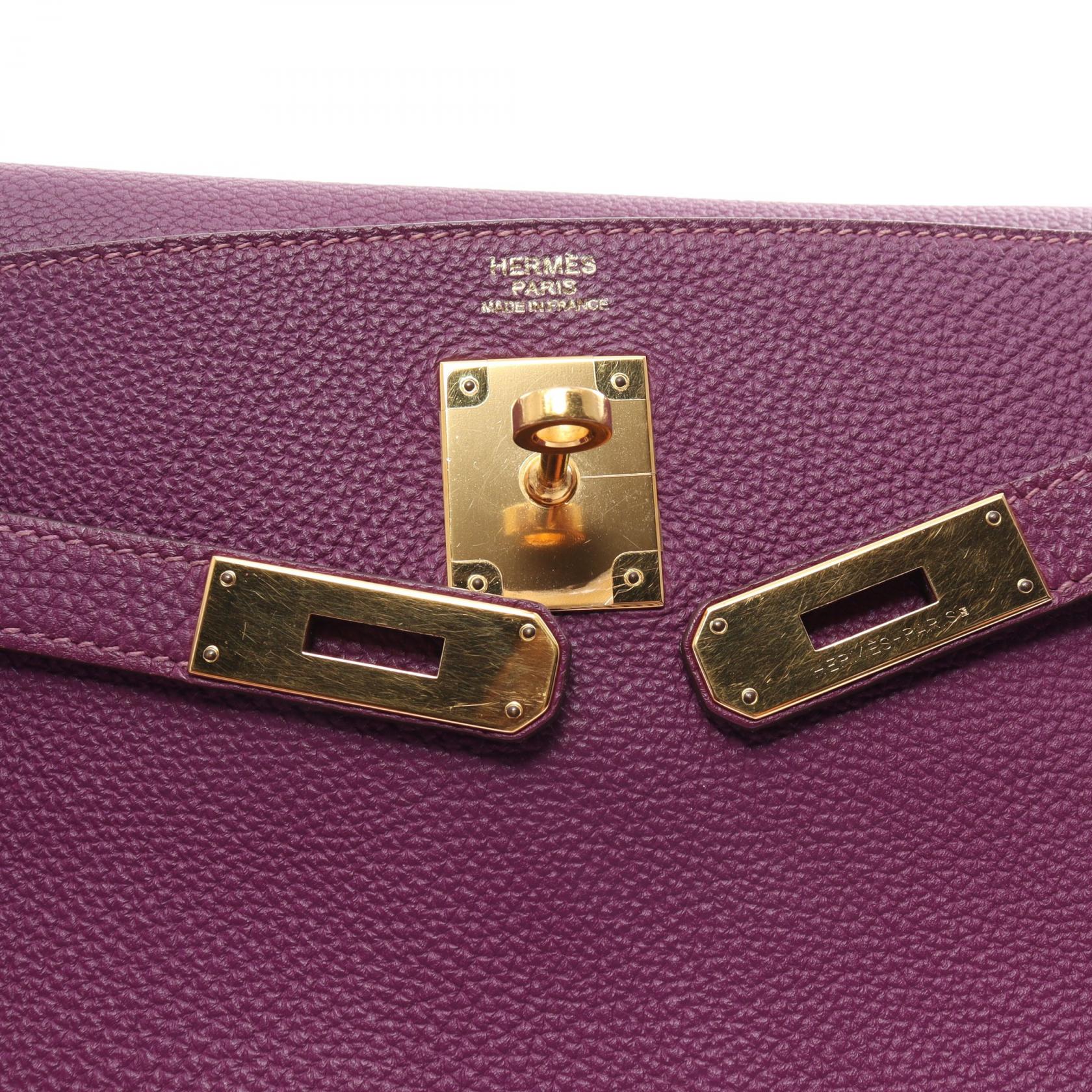 Hermes Kelly 32 Anemone Handbag Purple