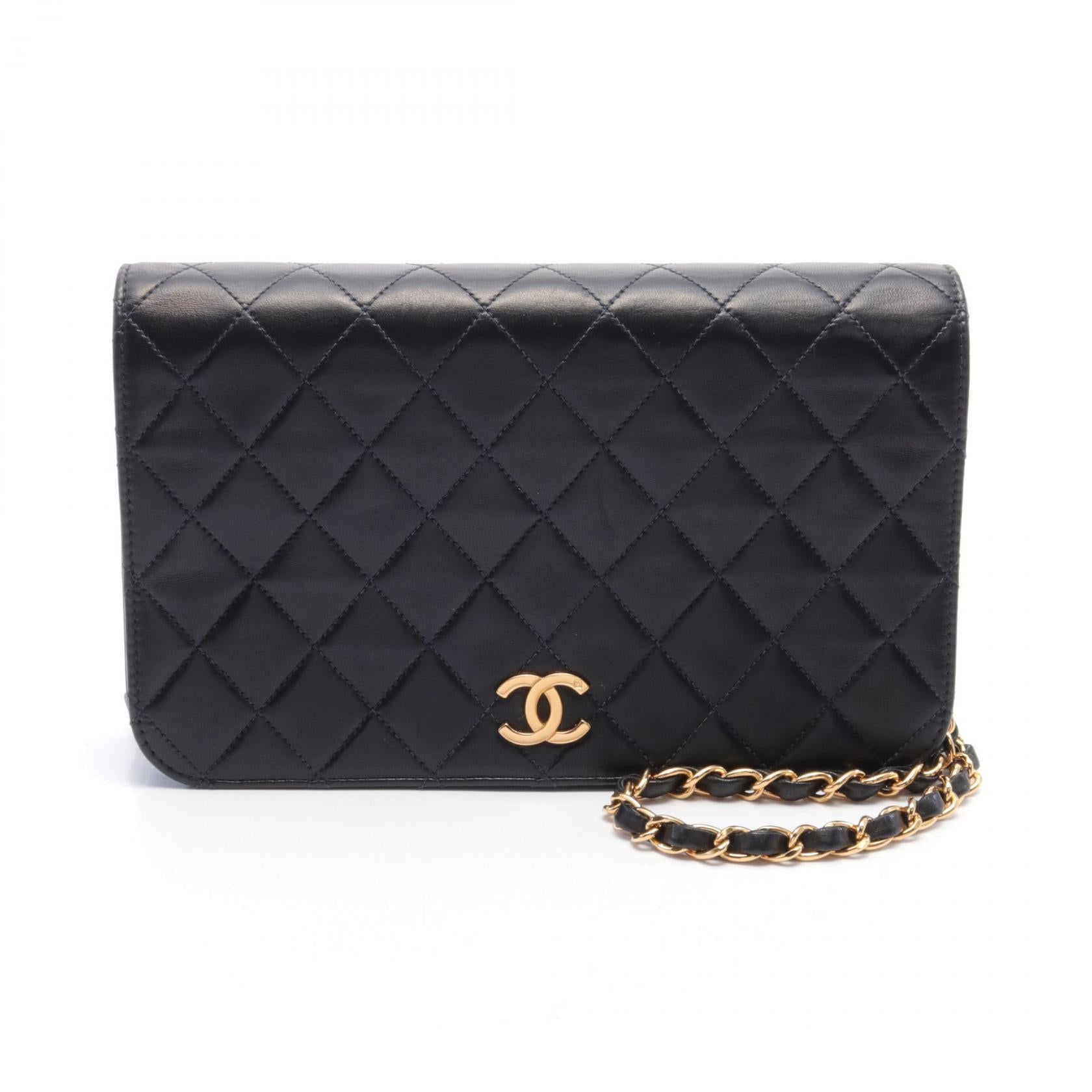 Chanel CC Full Flap Wallet on Chain Leather Shoulder Bag A03568 in Very Good Condition