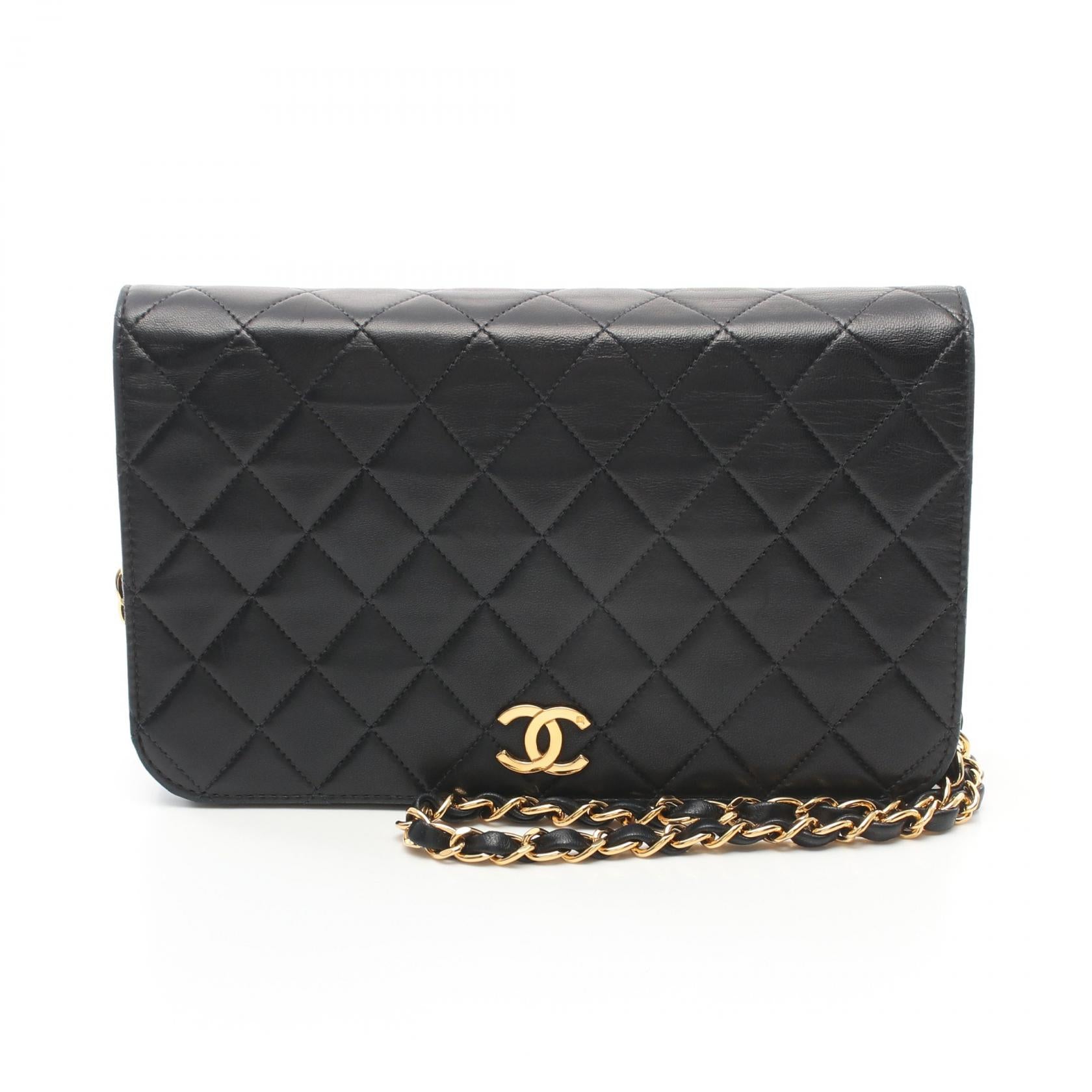 Chanel CC Full Flap Wallet on Chain Leather Shoulder Bag A03568 in Very Good Condition