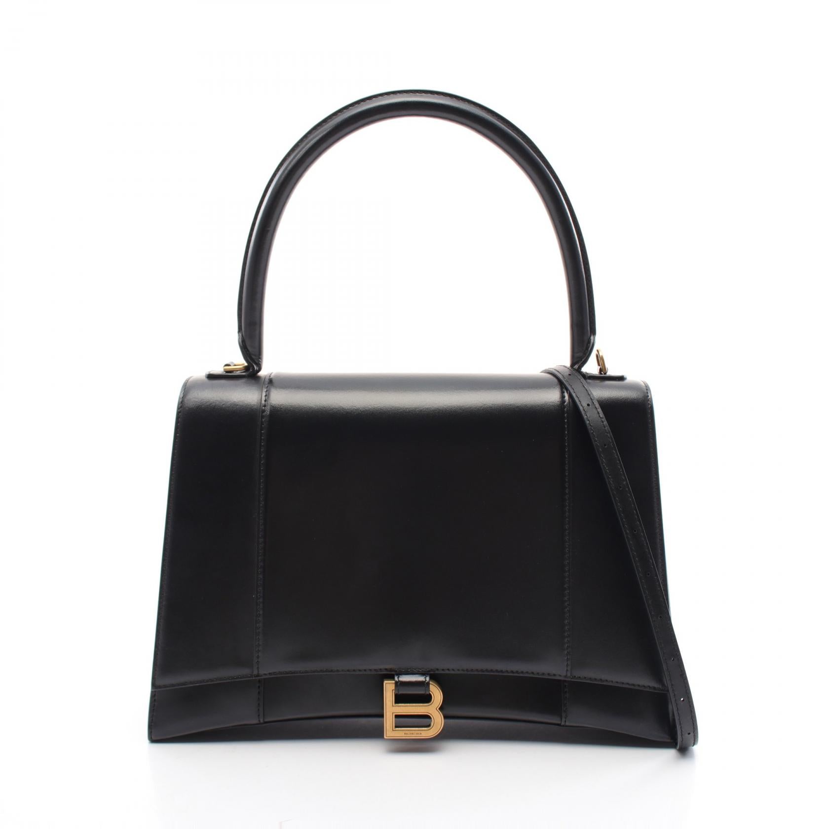 Balenciaga Hourglass Leather Handbag Black