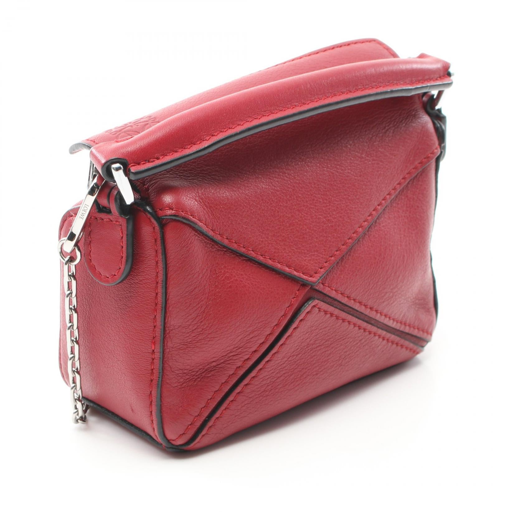 Loewe Leather Puzzle Nano Handbag Red