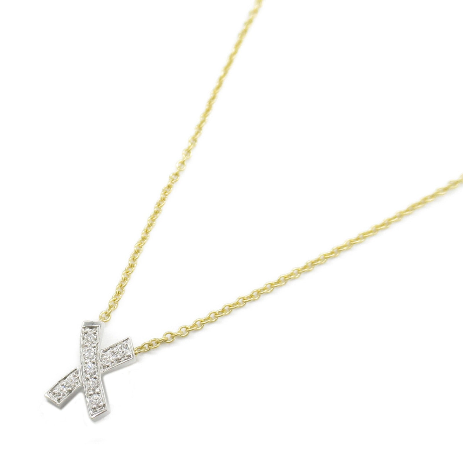 Tiffany & Co Diamond Kiss Necklace Platinum Gold