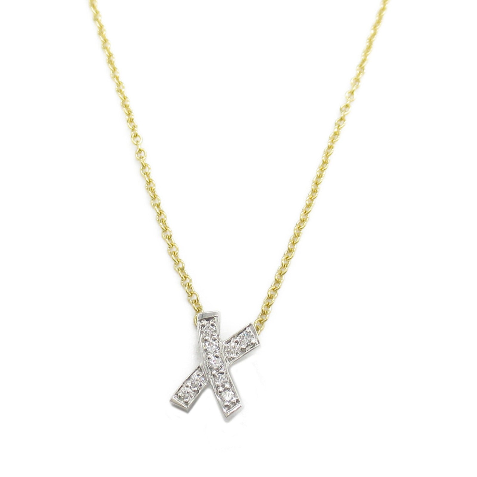 Tiffany & Co Diamond Kiss Necklace Platinum Gold