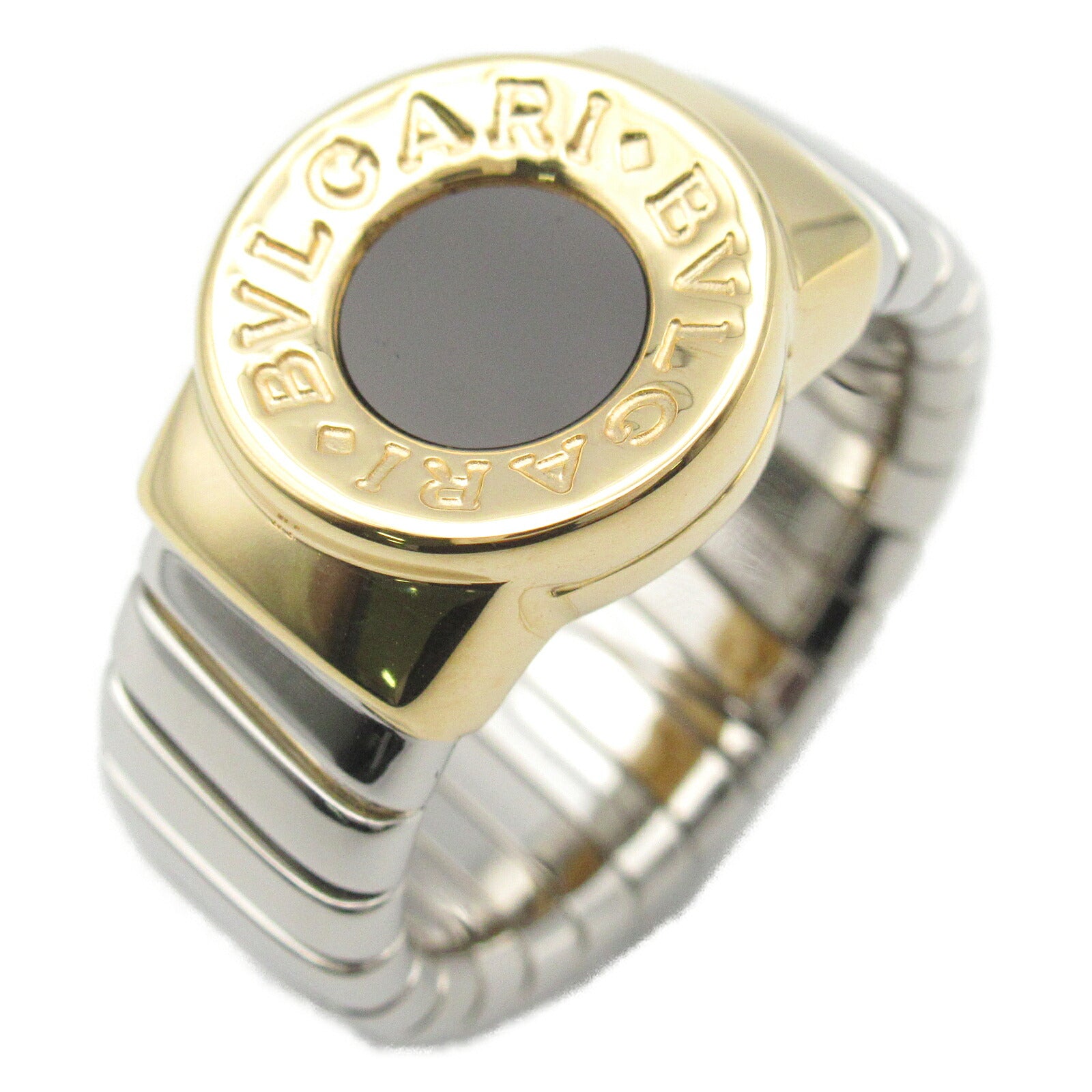 Bvlgari Onyx Tubogas Ring K18 Yellow Gold Stainless Steel