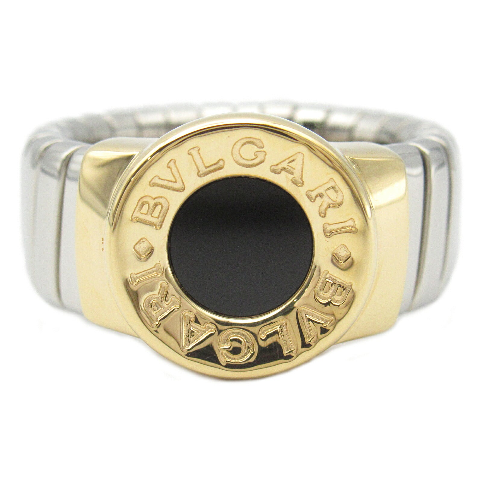 Bvlgari Onyx Tubogas Ring K18 Yellow Gold Stainless Steel