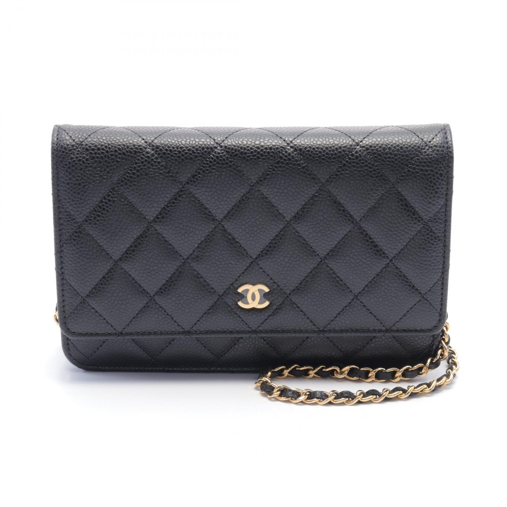 Chanel CC Caviar Flap Wallet on Chain Leather Shoulder Bag AP0250 in Great Condition