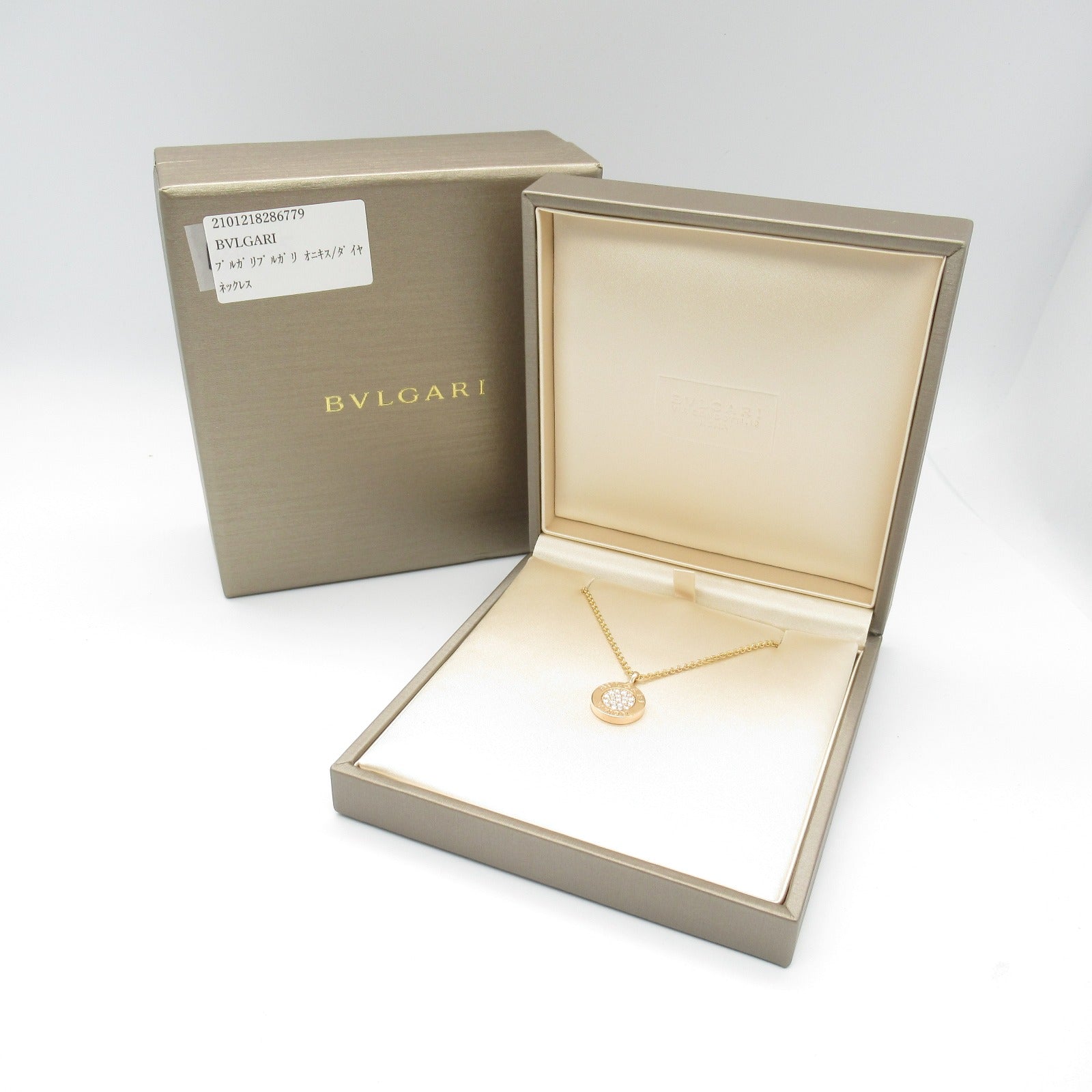 Bvlgari Onyx Diamond Necklace K18PG Pink Gold