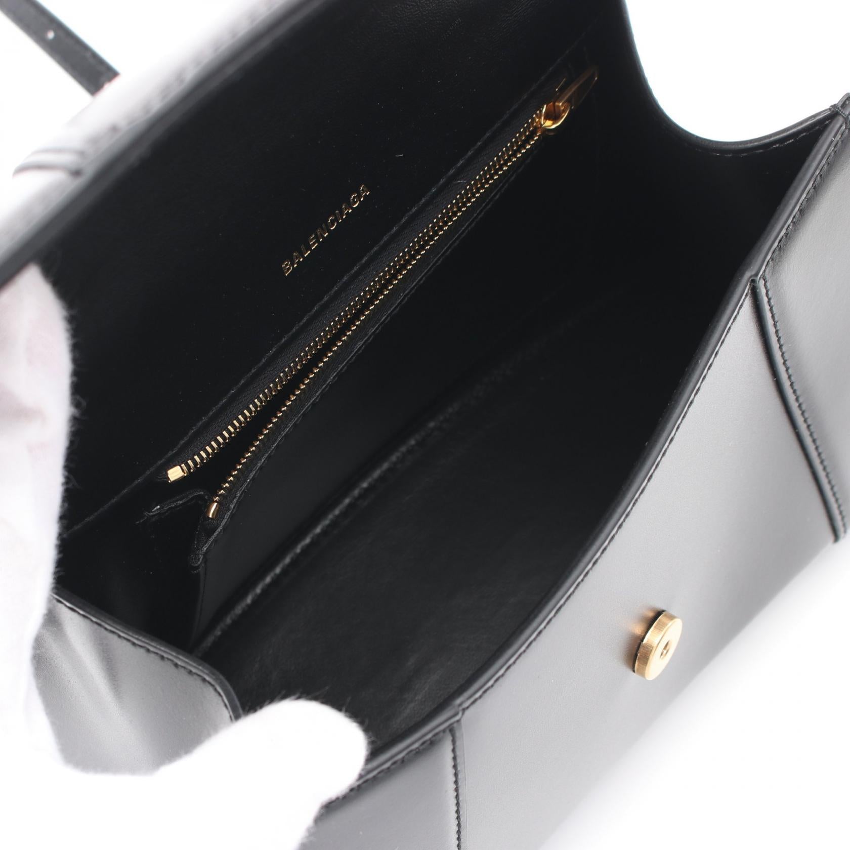 Balenciaga Hourglass Small Leather Handbag Black