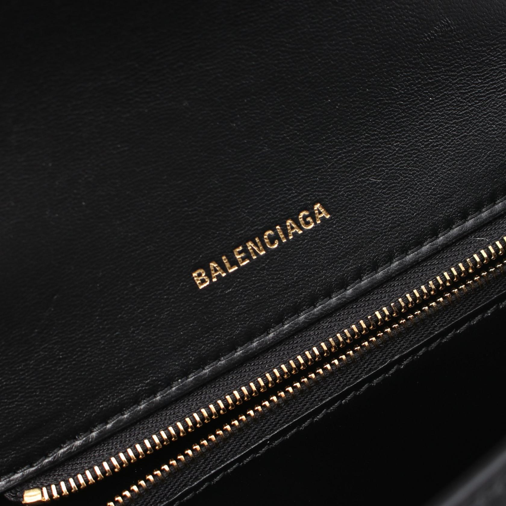 Balenciaga Hourglass Small Leather Handbag Black