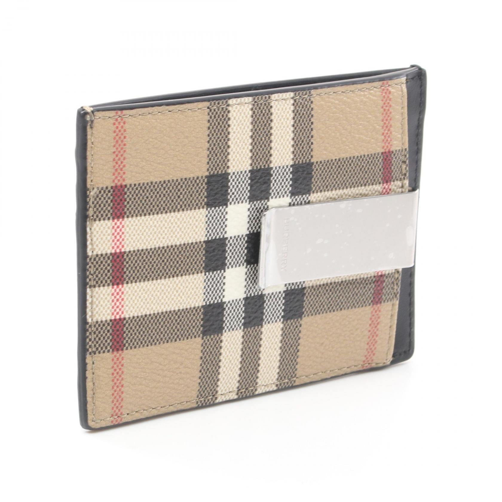 Burberry Check Card Case PVC Leather