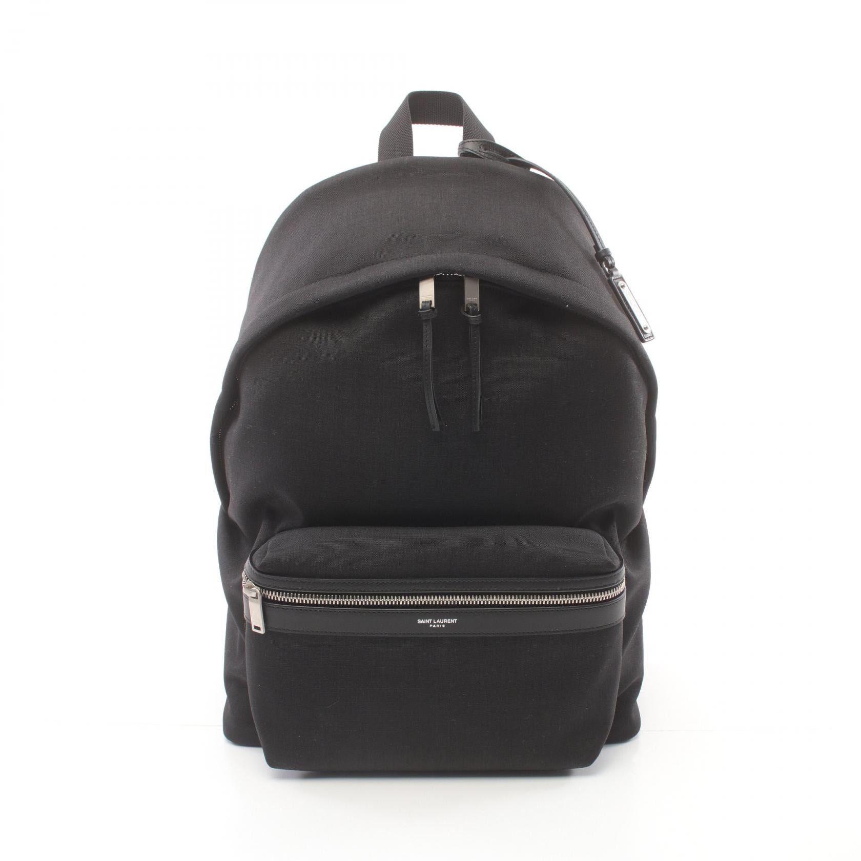 Saint Laurent Leather Nylon Backpack Black