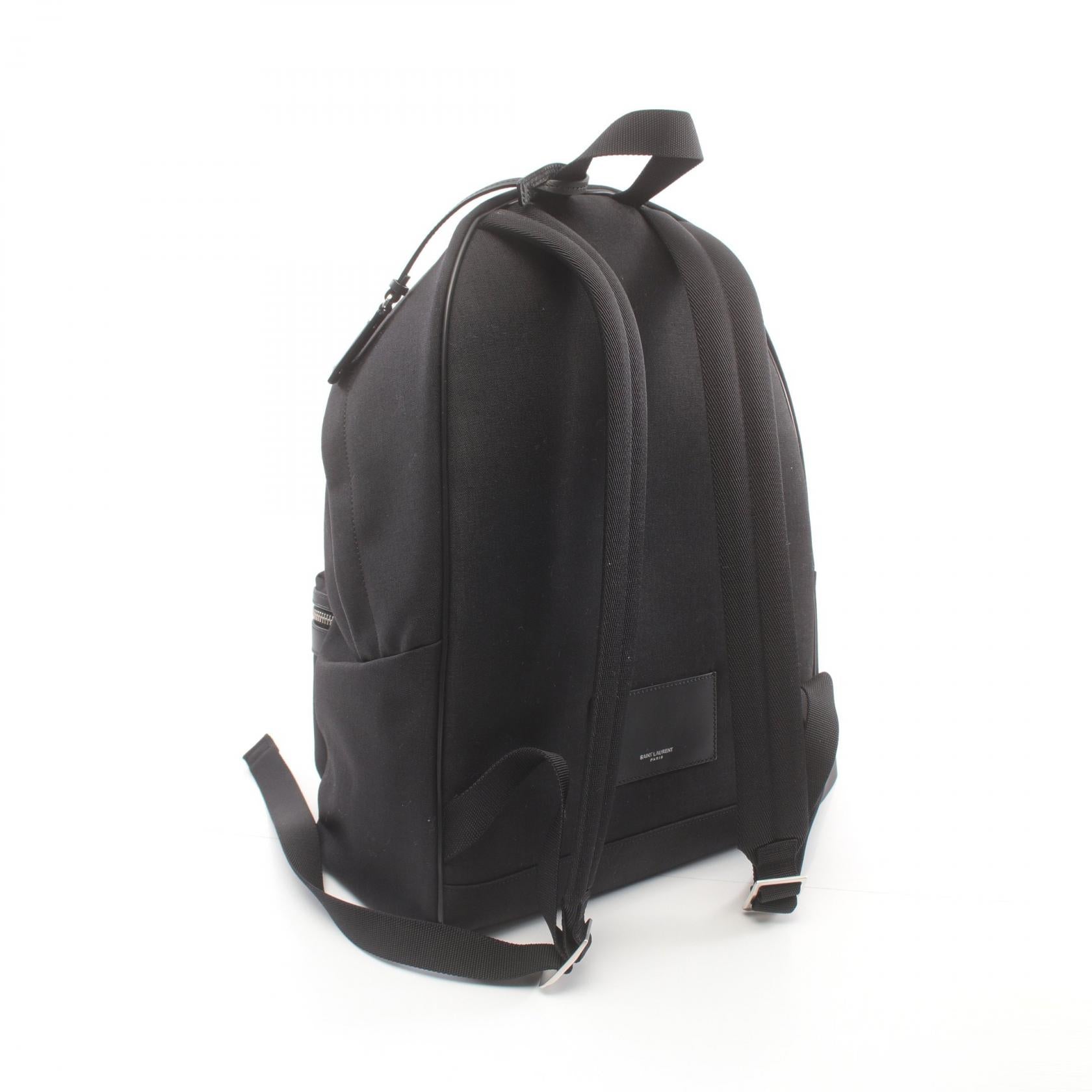 Saint Laurent Leather Nylon Backpack Black