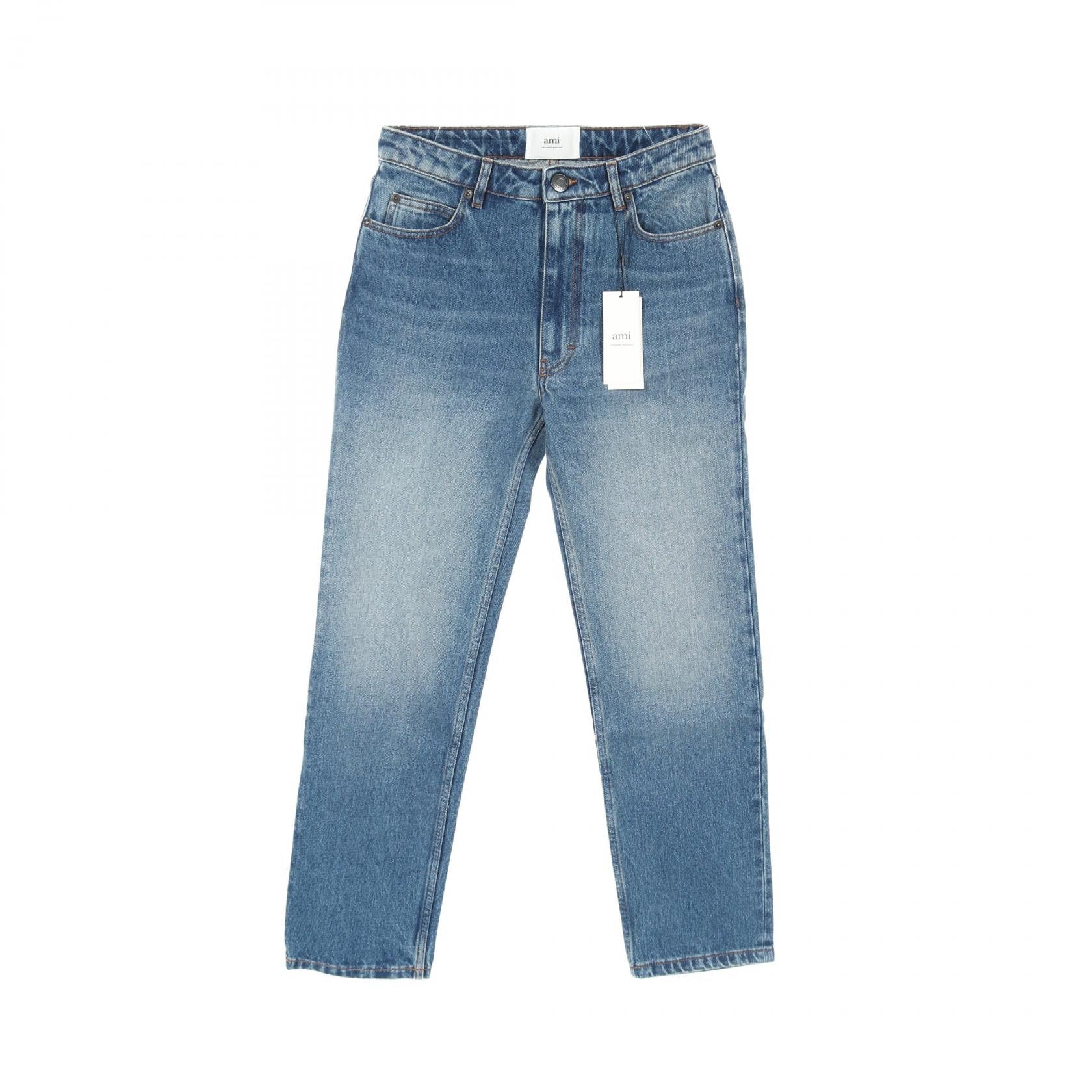 AMI Cotton Denim Pants Blue