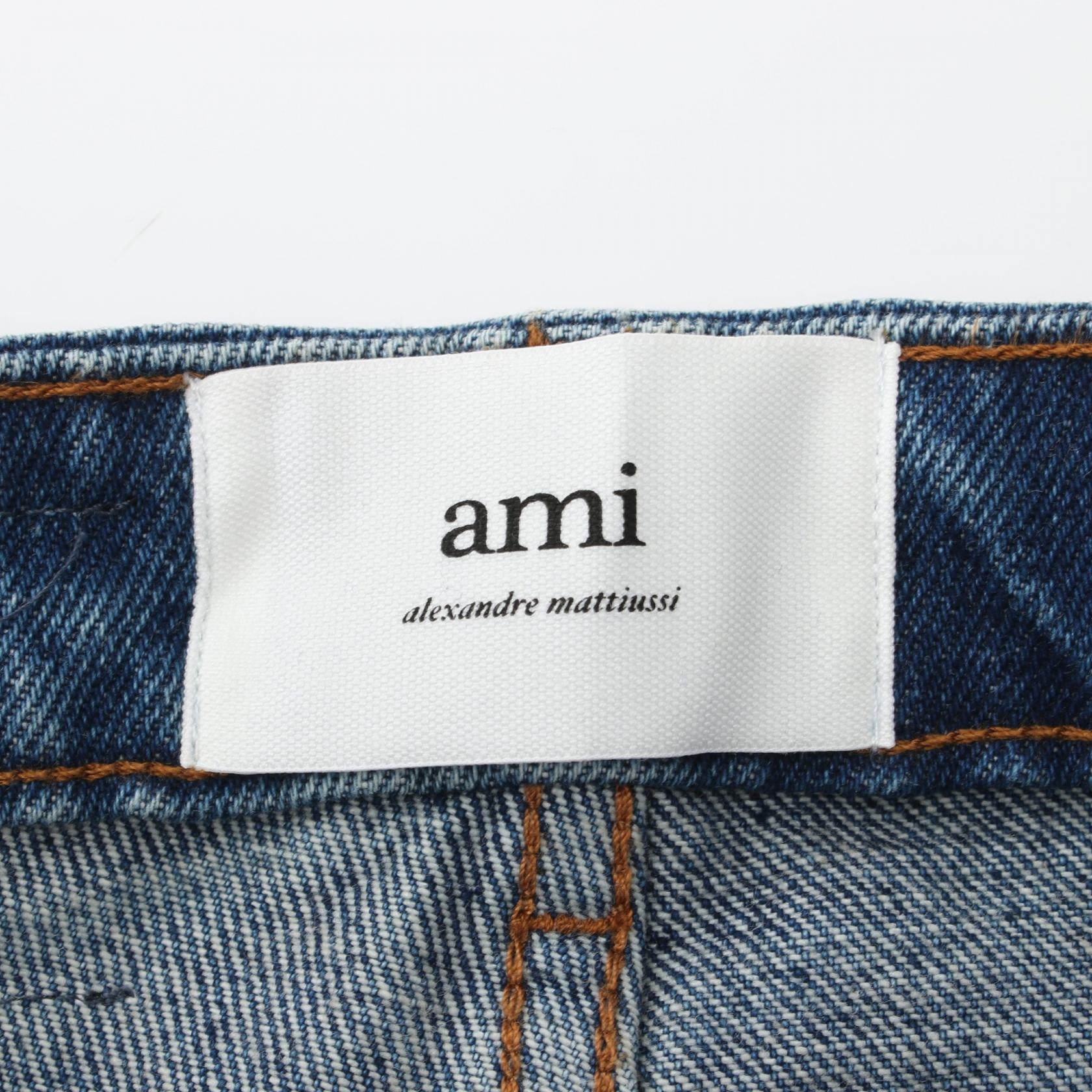 AMI Cotton Denim Pants Blue