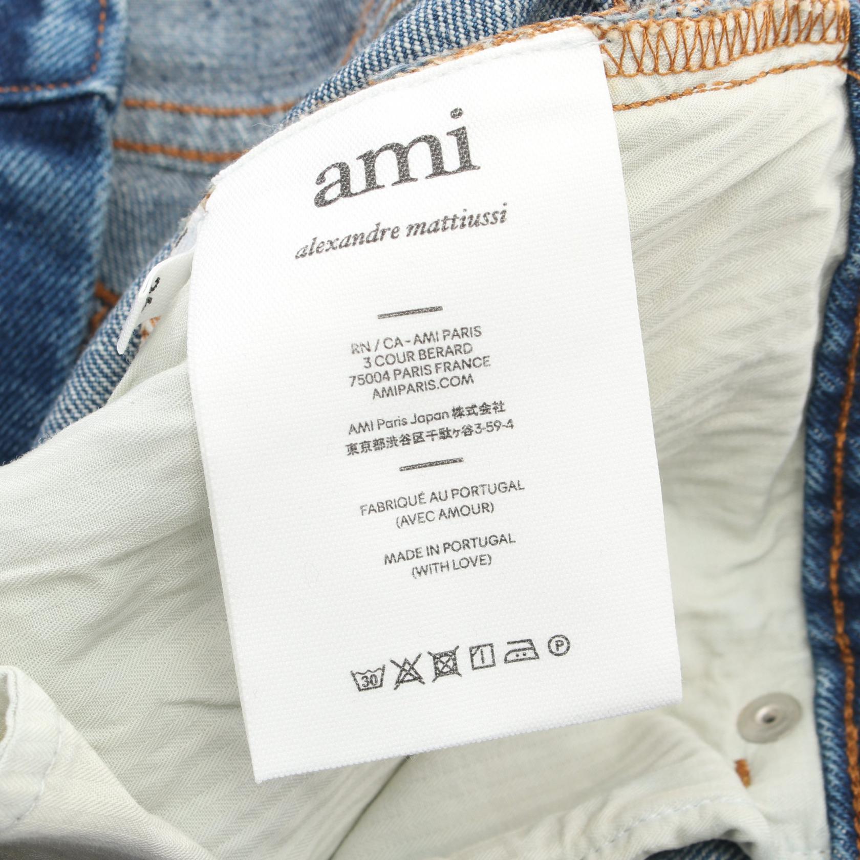 AMI Cotton Denim Pants Blue