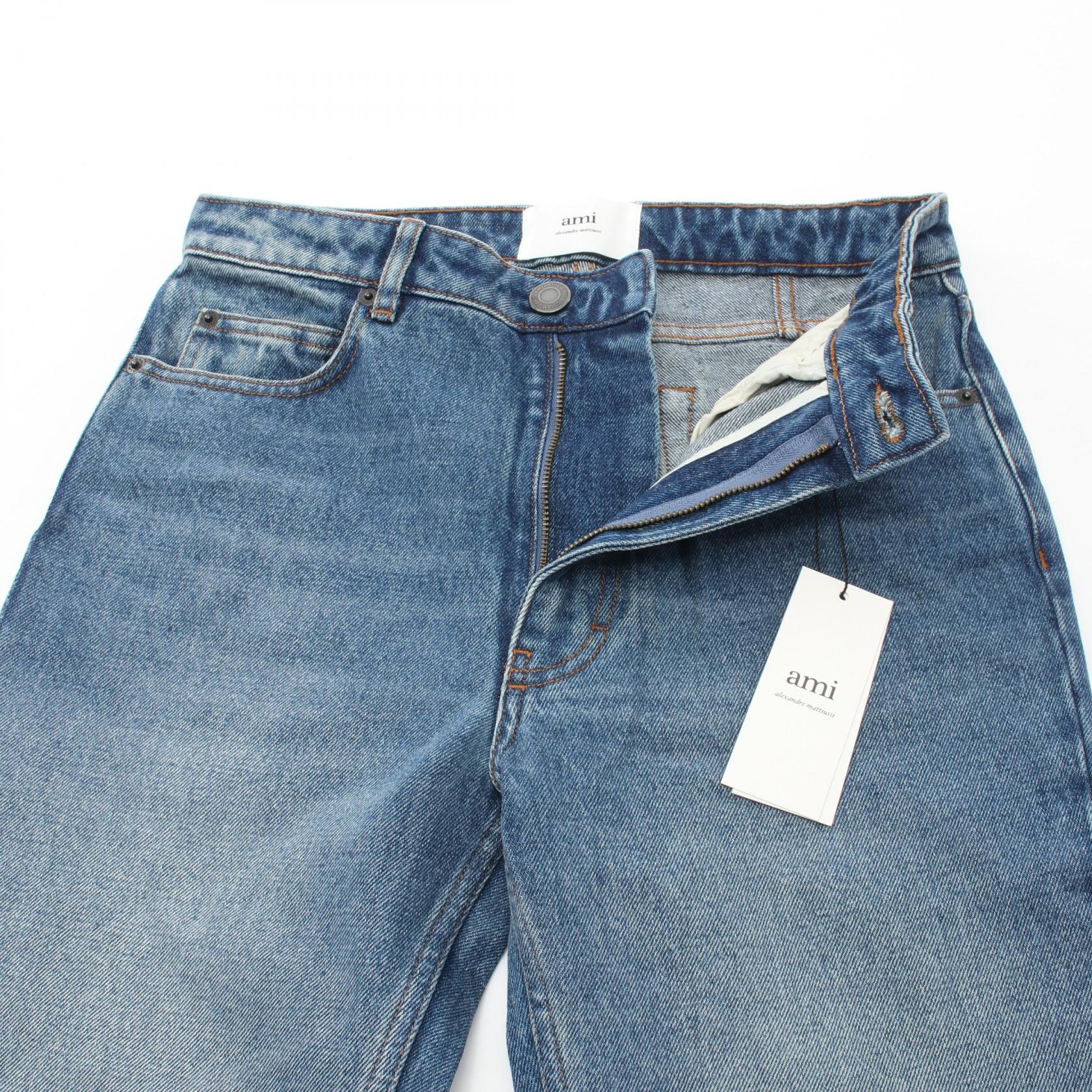 AMI Cotton Denim Pants Blue