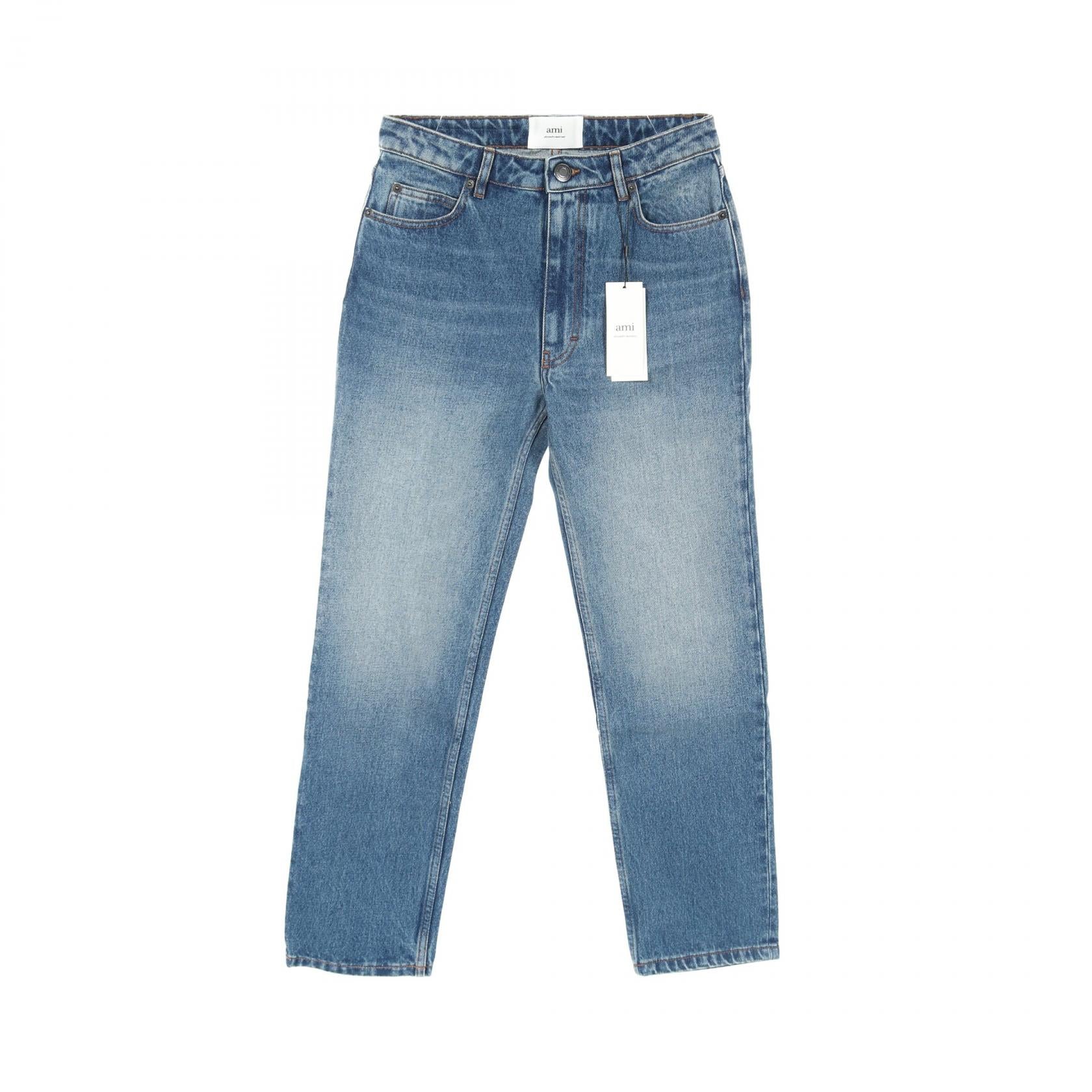 AMI Denim Pants Cotton Blue