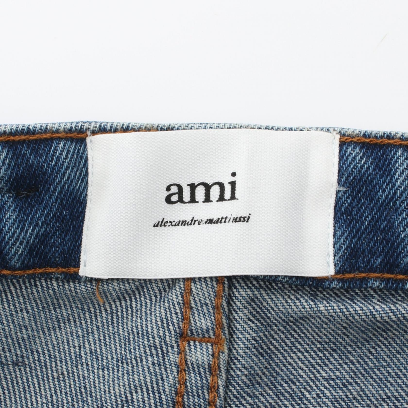 AMI Denim Pants Cotton Blue