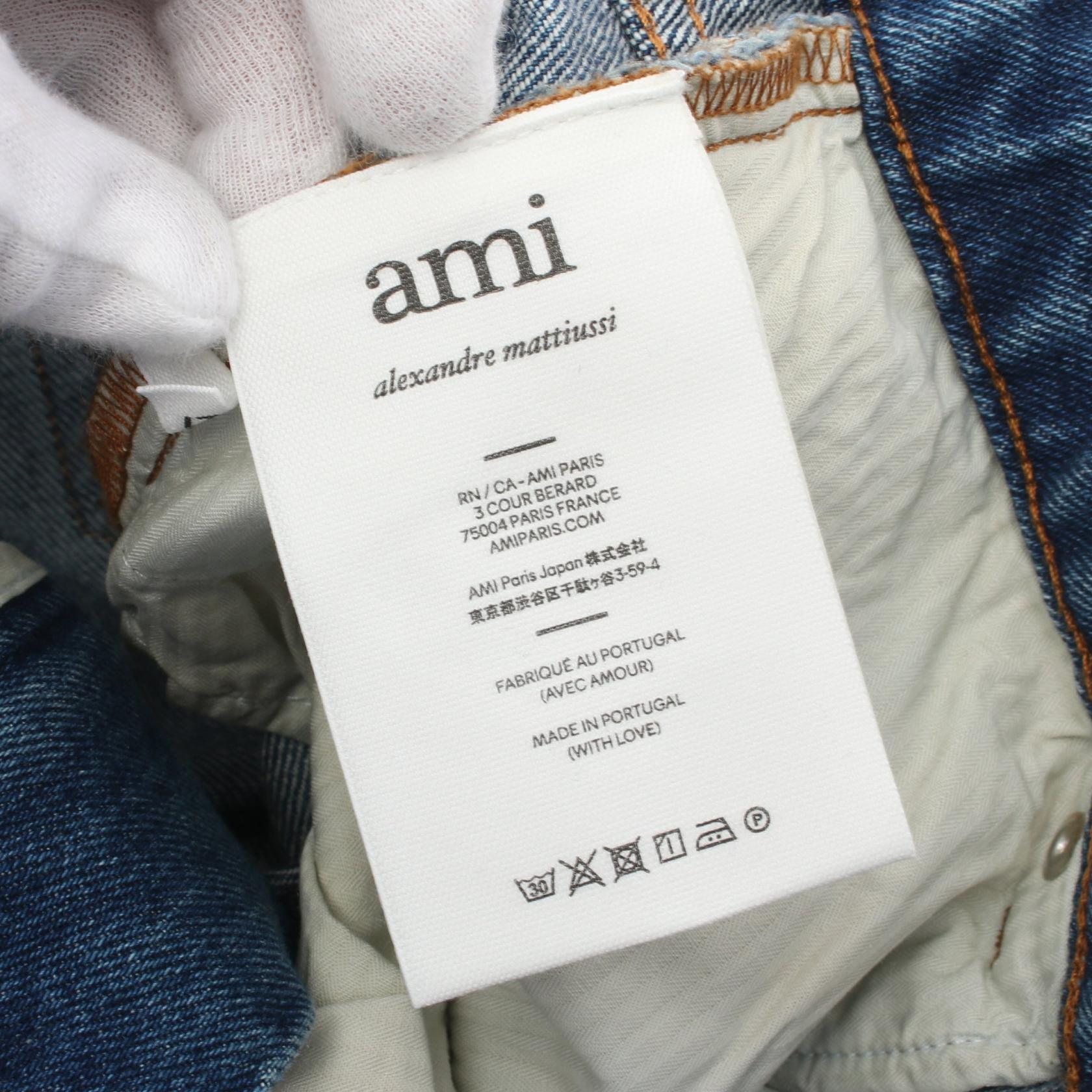 AMI Denim Pants Cotton Blue