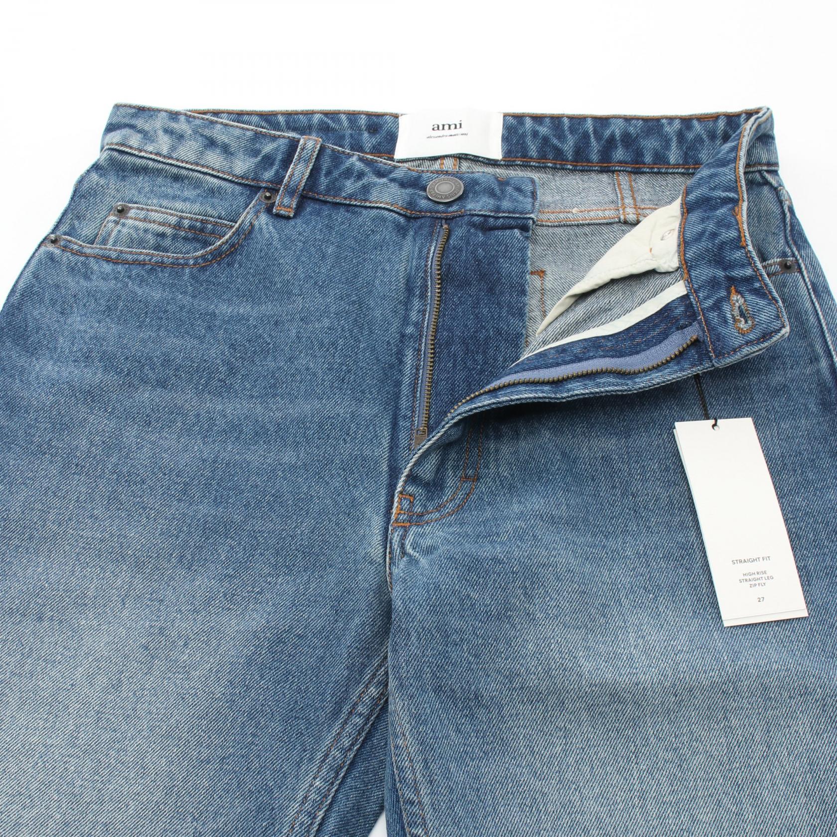 AMI Denim Pants Cotton Blue