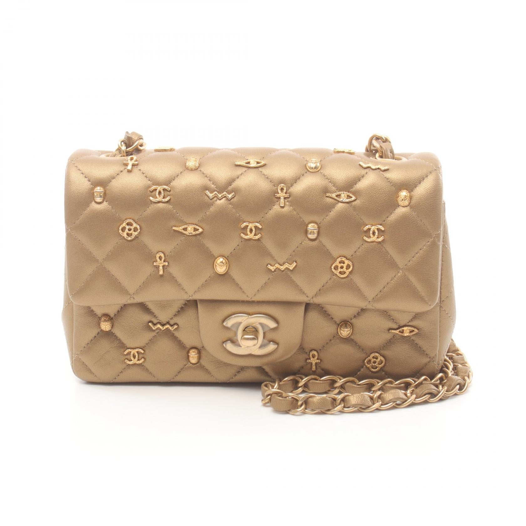 Chanel Paris-New York Charms Classic Mini Flap Bag Leather Shoulder Bag in Great Condition