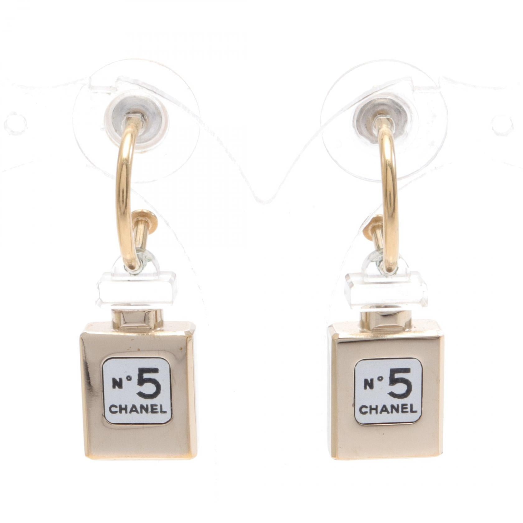 Chanel CC No 5 Perfume Bottle Drop Earrings Metal Earrings in Great Condition