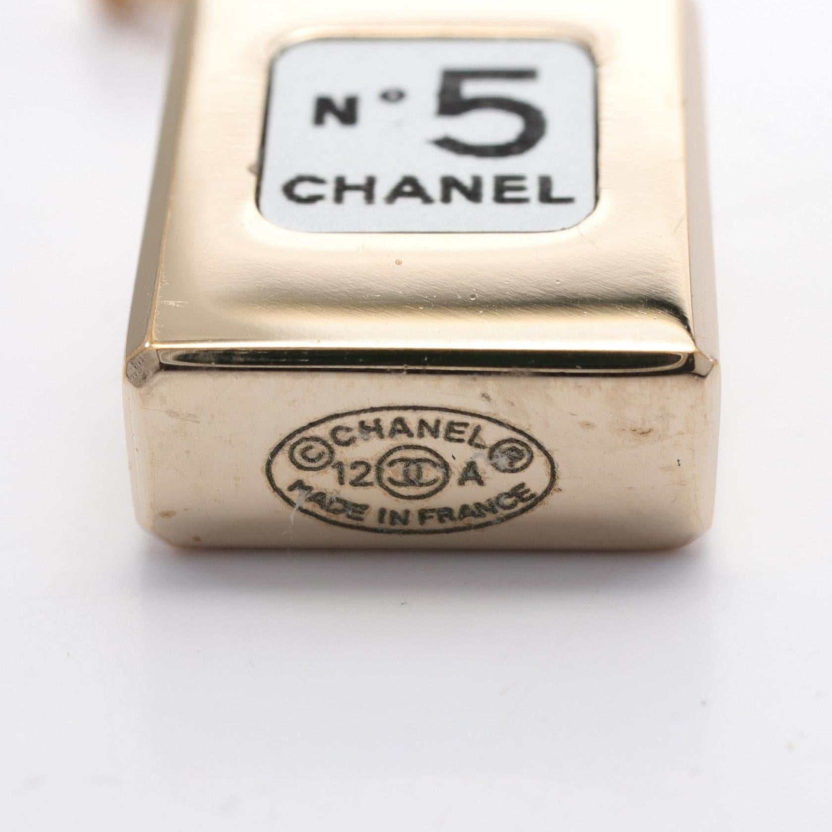 Chanel CC No 5 Perfume Bottle Drop Earrings Metal Earrings in Great Condition