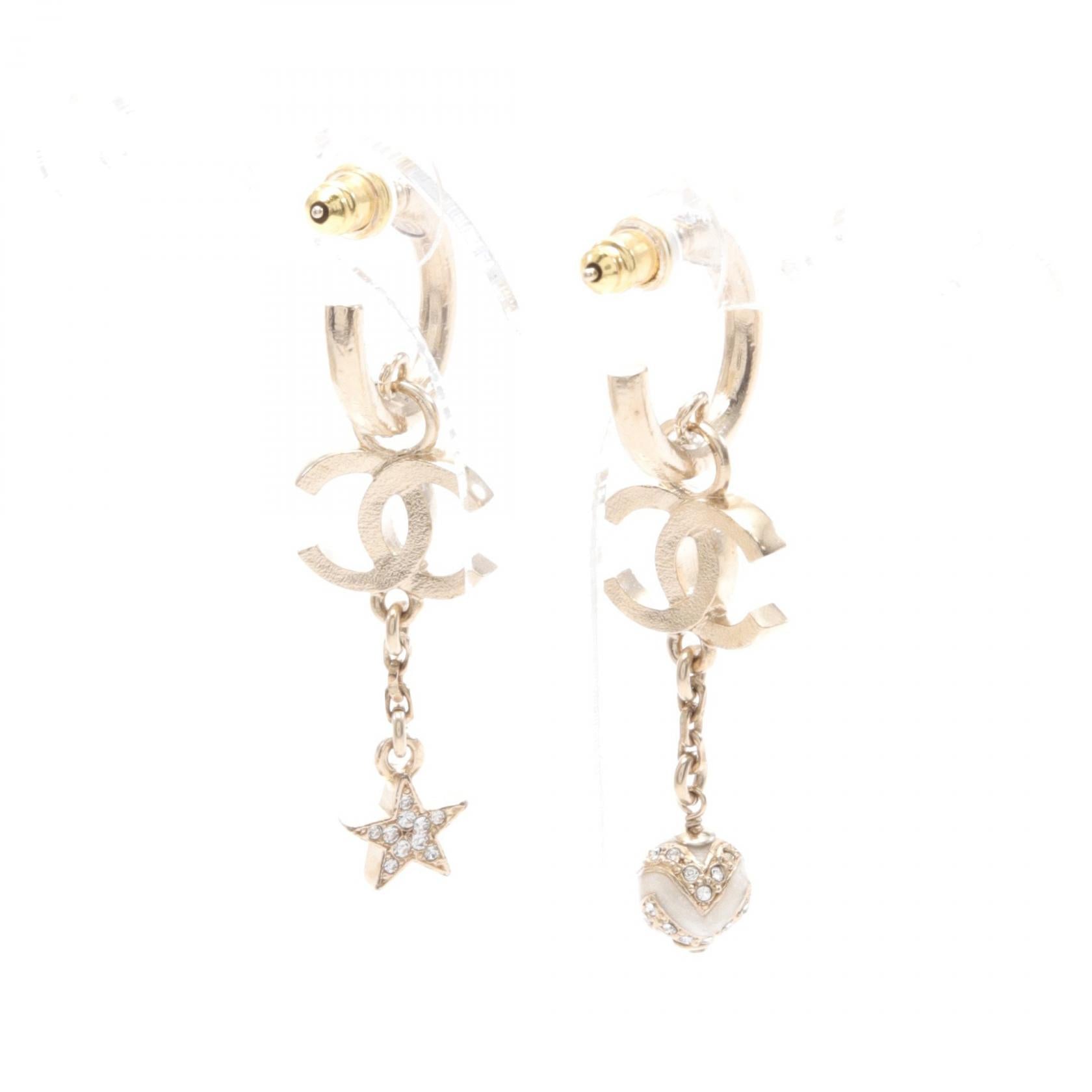 Chanel CC Rhinestones Drop Earrings  Metal Earrings in Great Condition