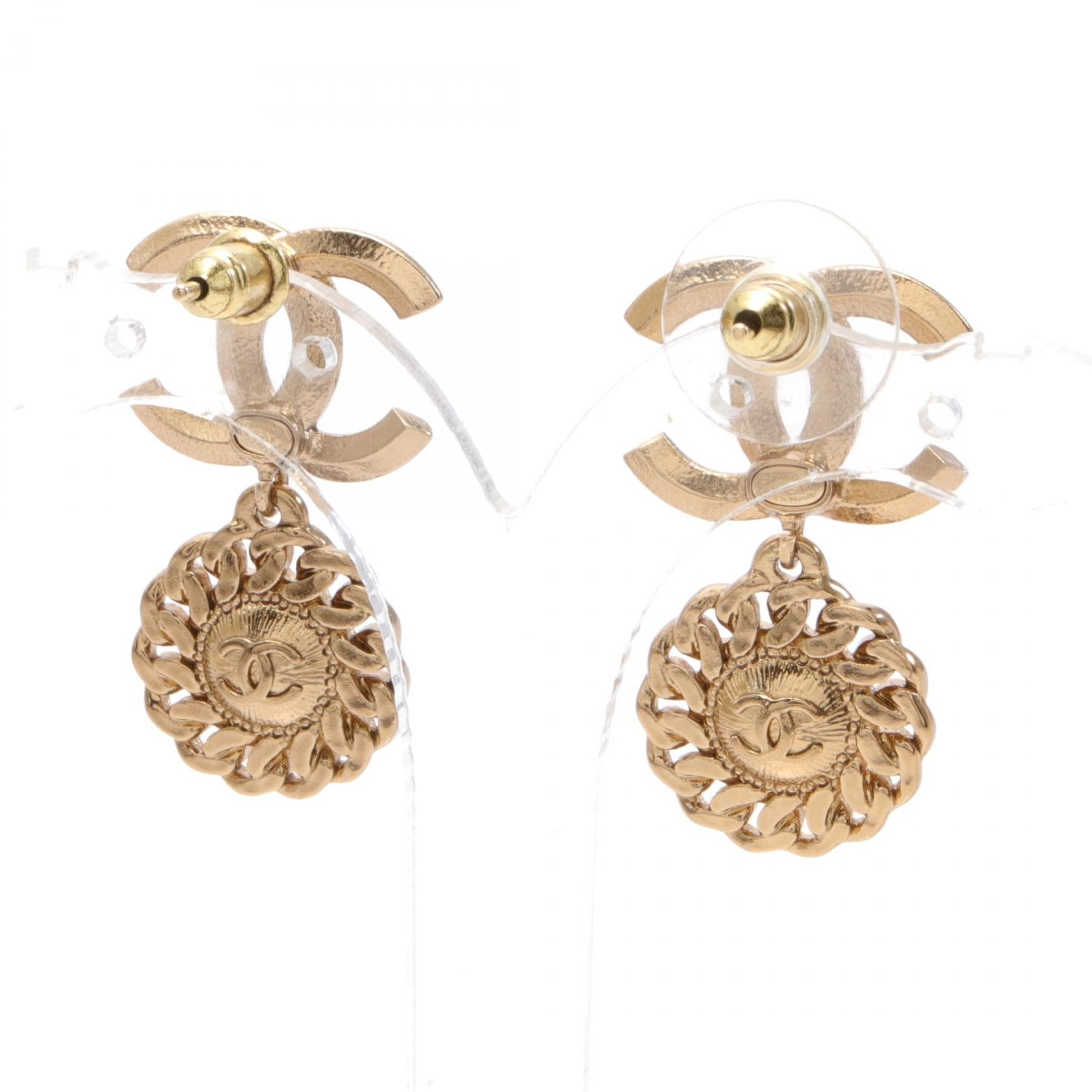 Chanel CC Flower Drop Earrings  Metal Earrings in Great Condition