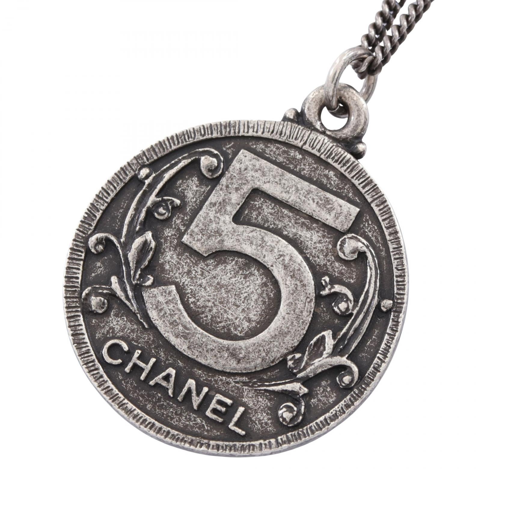 Chanel Mademoiselle Coin Chain Necklace  Metal Necklace in Very Good Condition