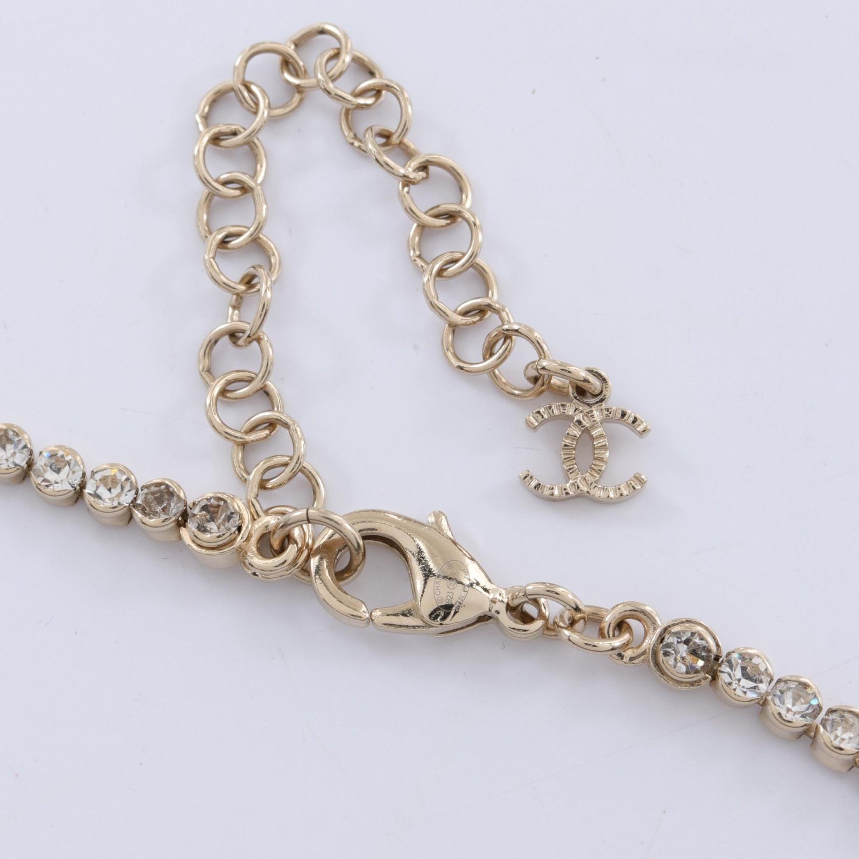 Chanel CC Rhinestone Necklace  Metal Necklace in Great Condition