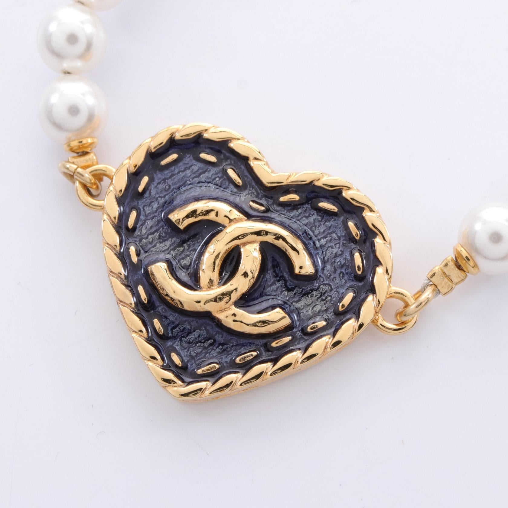 Chanel Coco Mark Bracelet Gold Plated Faux Pearl