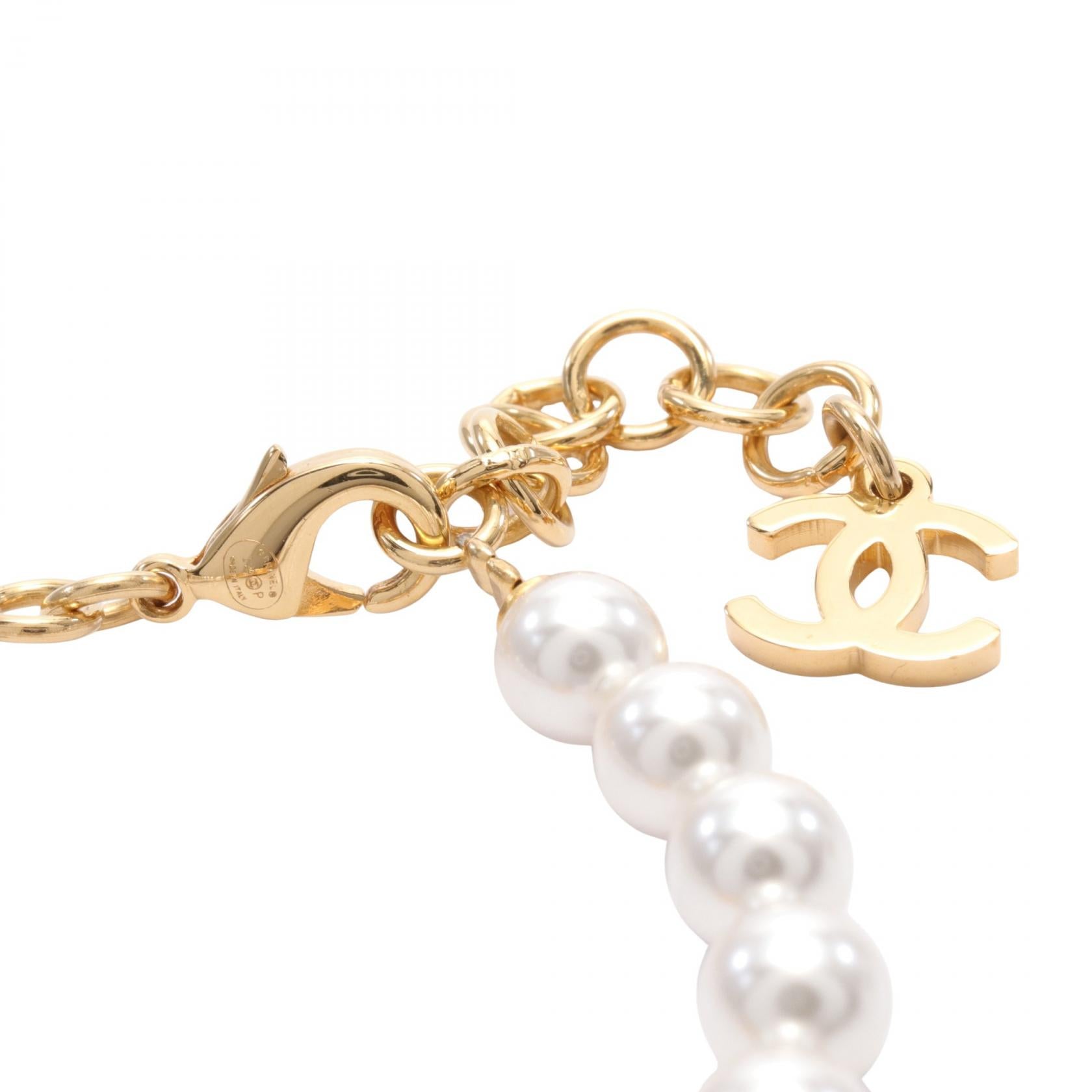 Chanel Coco Mark Bracelet Gold Plated Faux Pearl