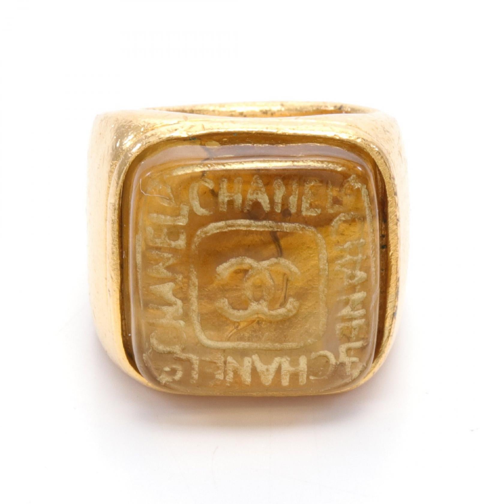 Chanel CC Debossed Signet Ring  Metal Ring in Great Condition