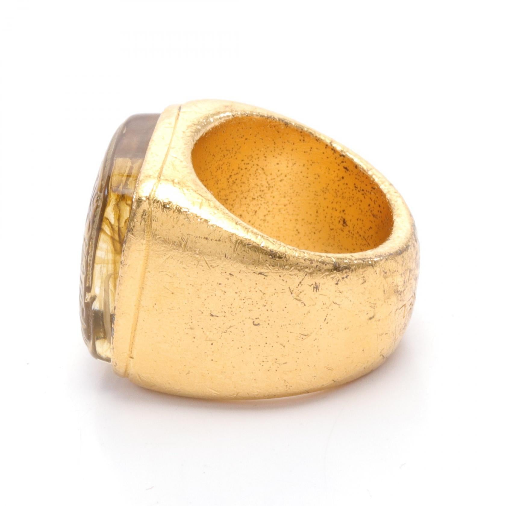 Chanel CC Debossed Signet Ring  Metal Ring in Great Condition