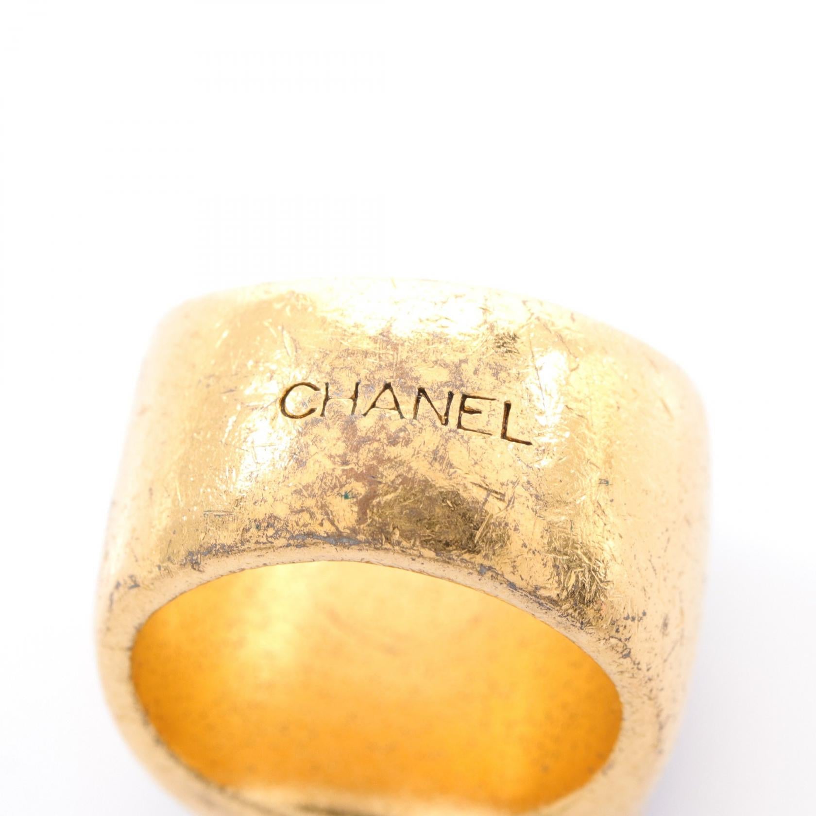 Chanel CC Debossed Signet Ring  Metal Ring in Great Condition