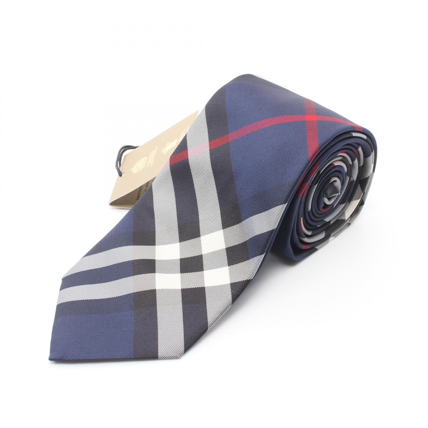 Burberry Silk Check Tie Navy Multicolor