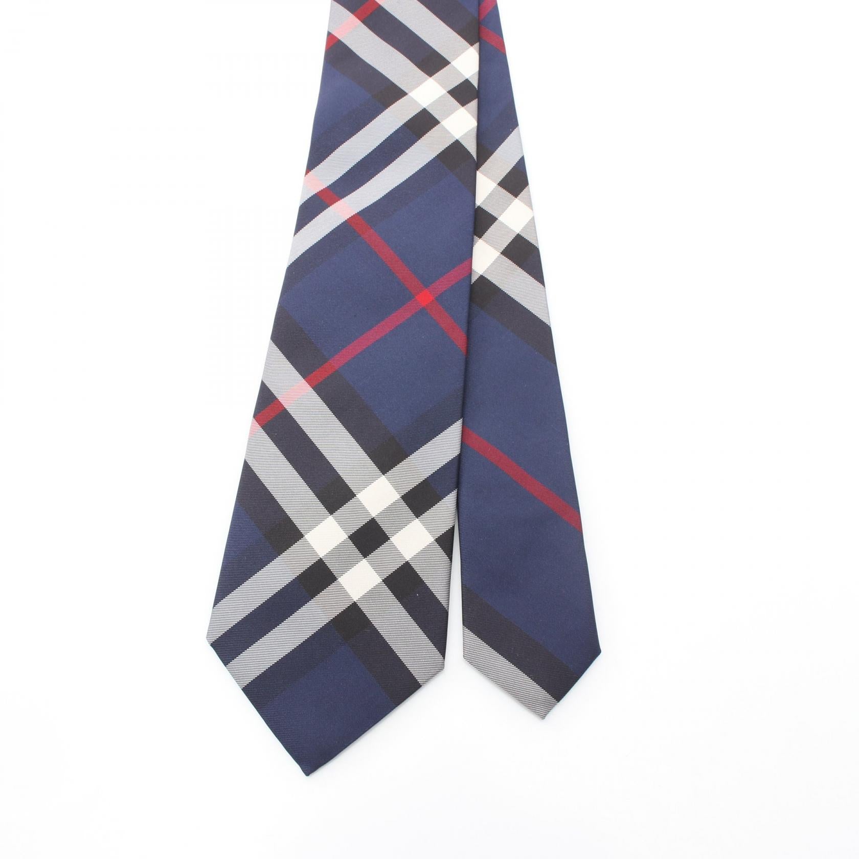 Burberry Silk Check Tie Navy Multicolor