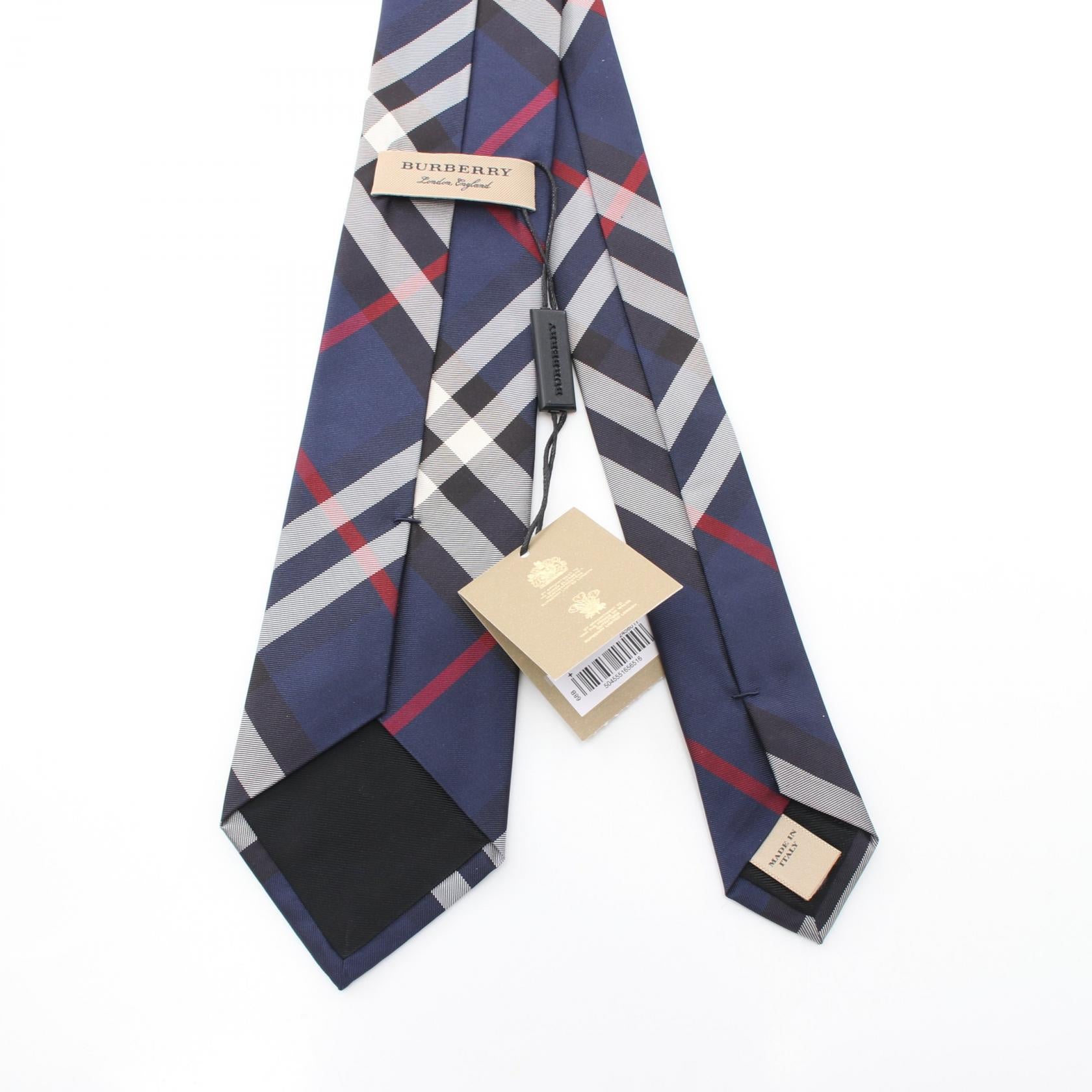 Burberry Silk Check Tie Navy Multicolor