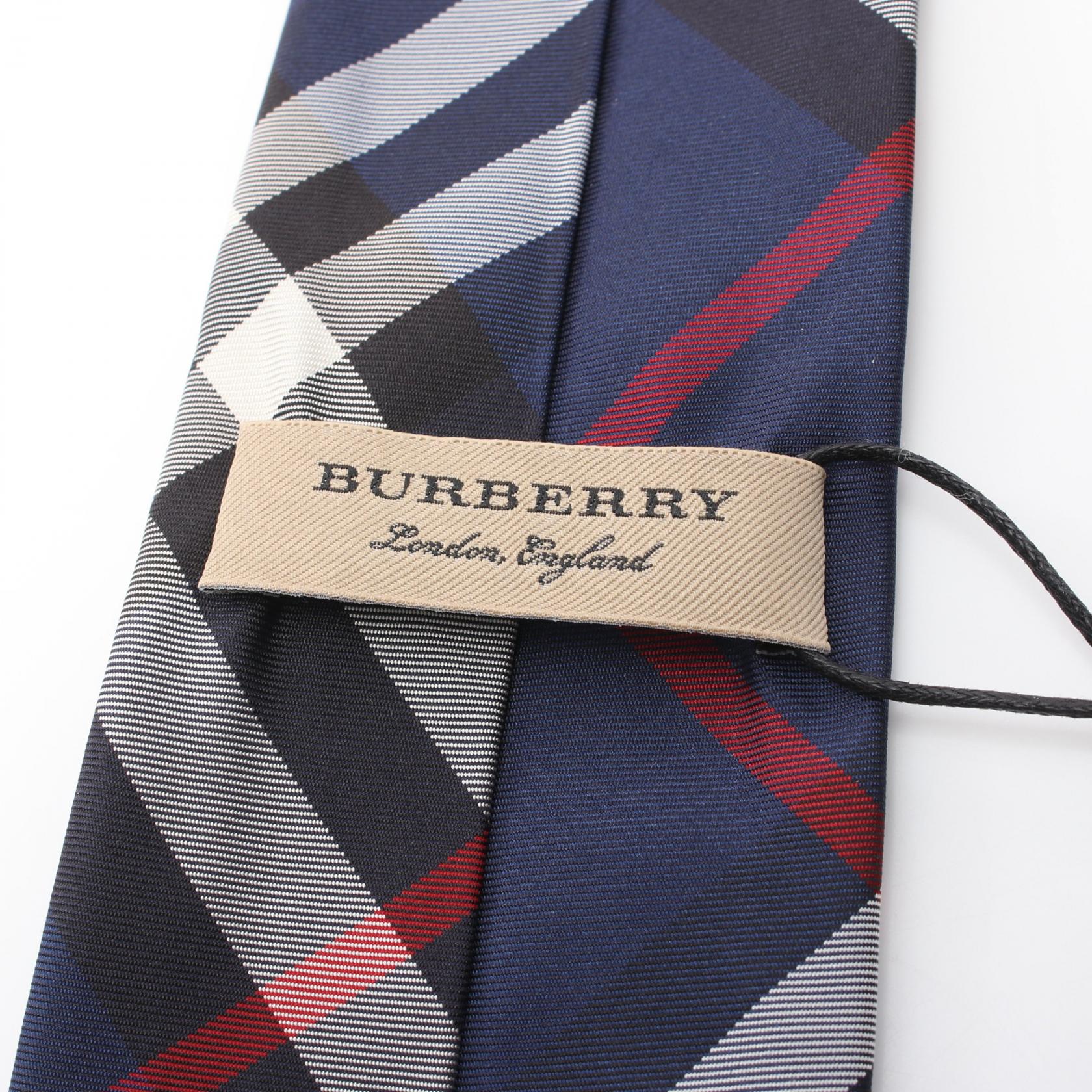 Burberry Silk Check Tie Navy Multicolor