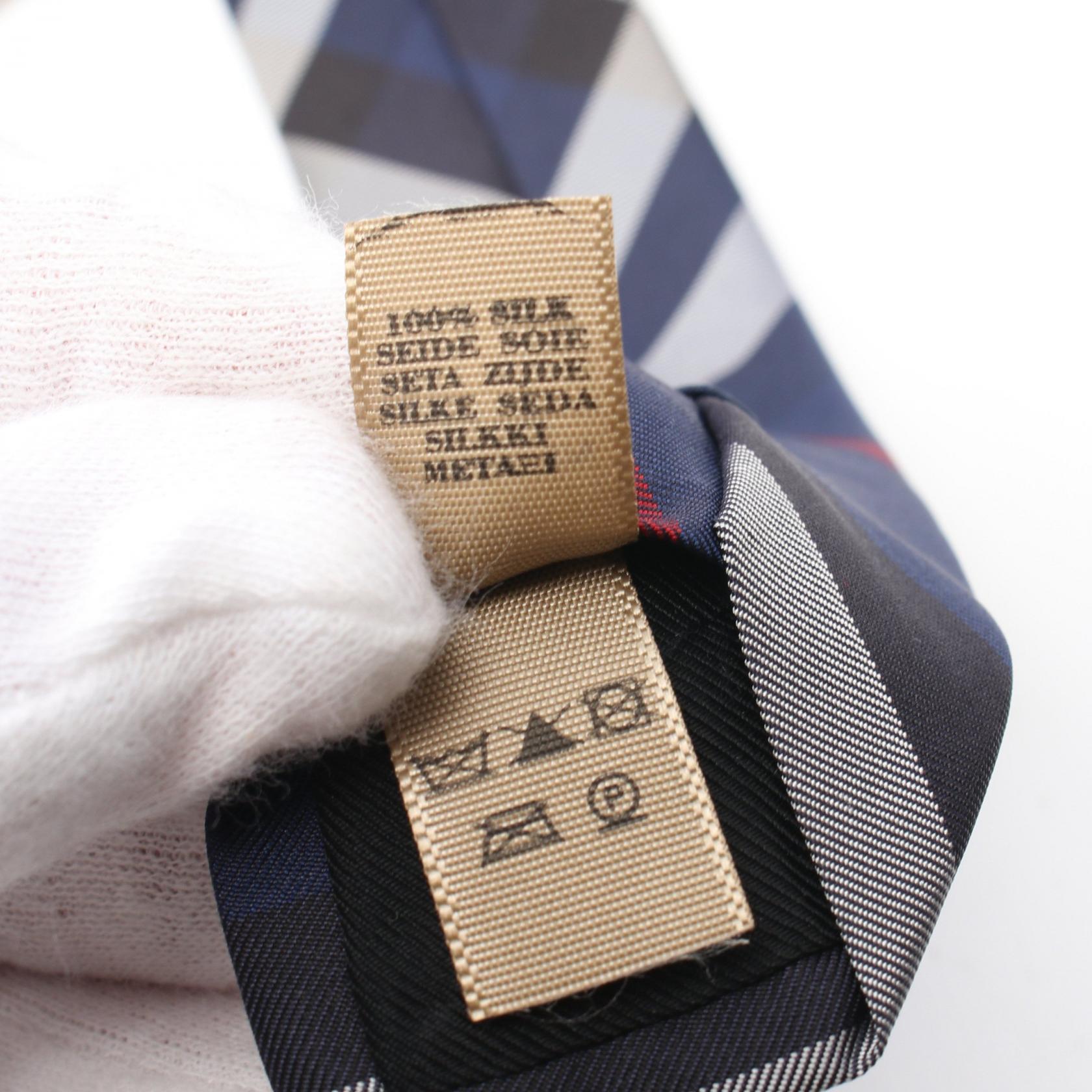 Burberry Silk Check Tie Navy Multicolor