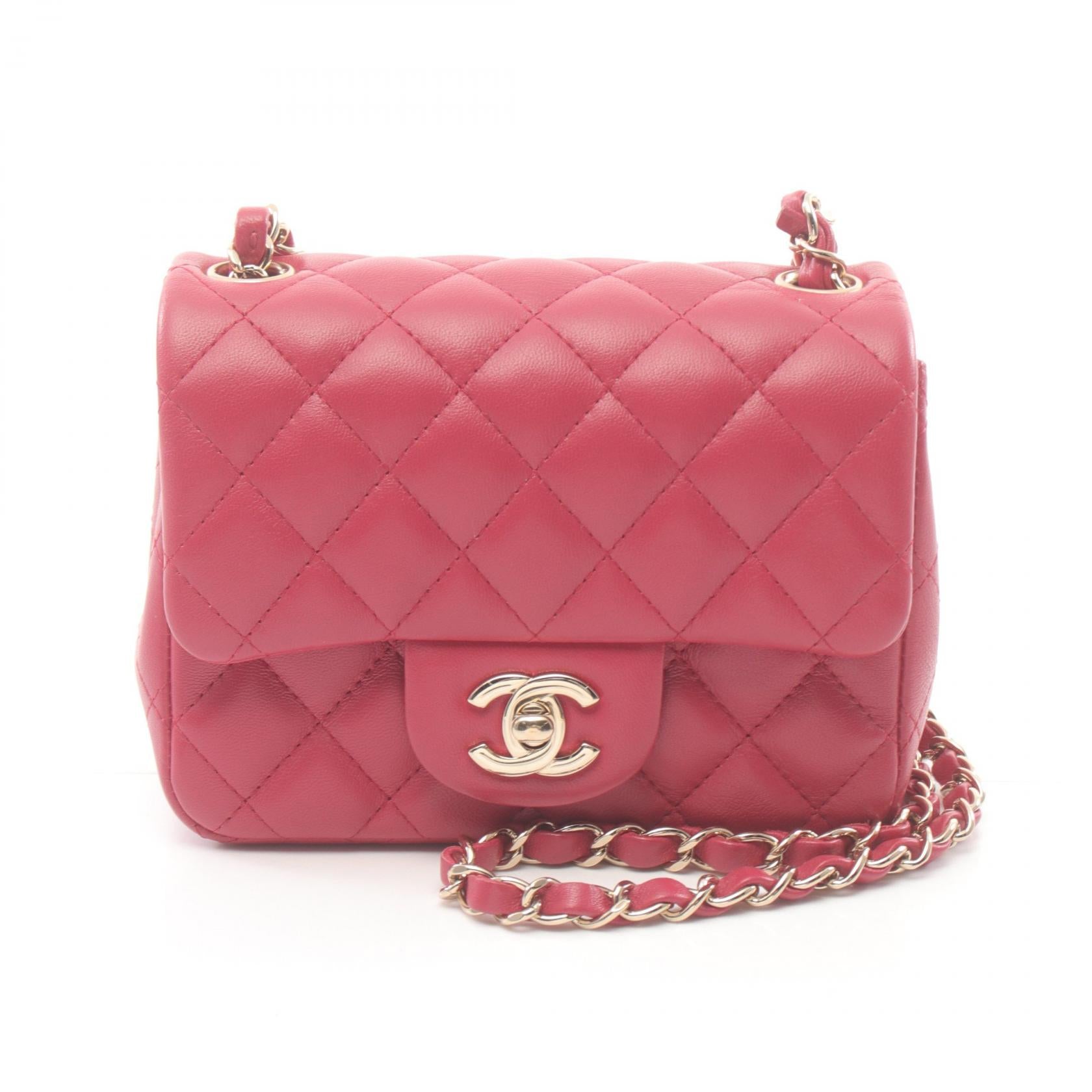 Chanel Mini Matelasse Lambskin Shoulder Bag Red