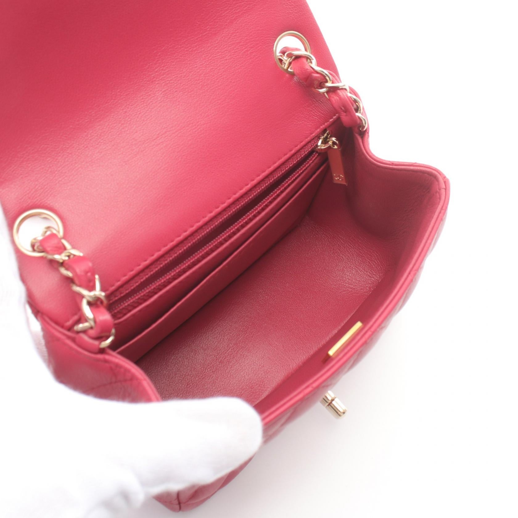 Chanel Mini Matelasse Lambskin Shoulder Bag Red