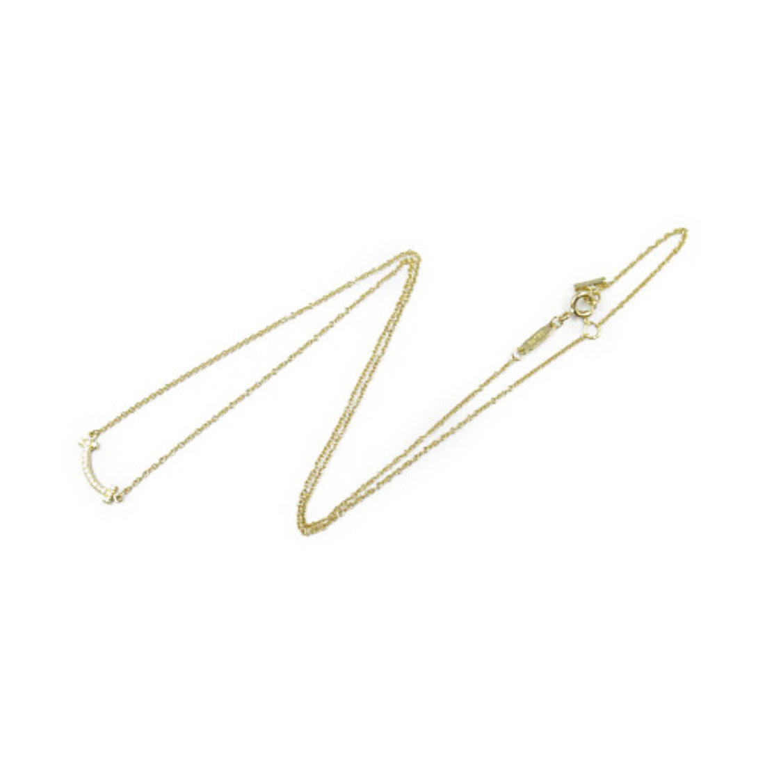 Tiffany & Co K18 Yellow Gold Diamond T Smile Necklace