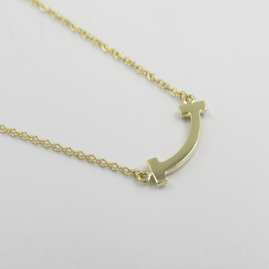 Tiffany & Co K18 Yellow Gold Diamond T Smile Necklace